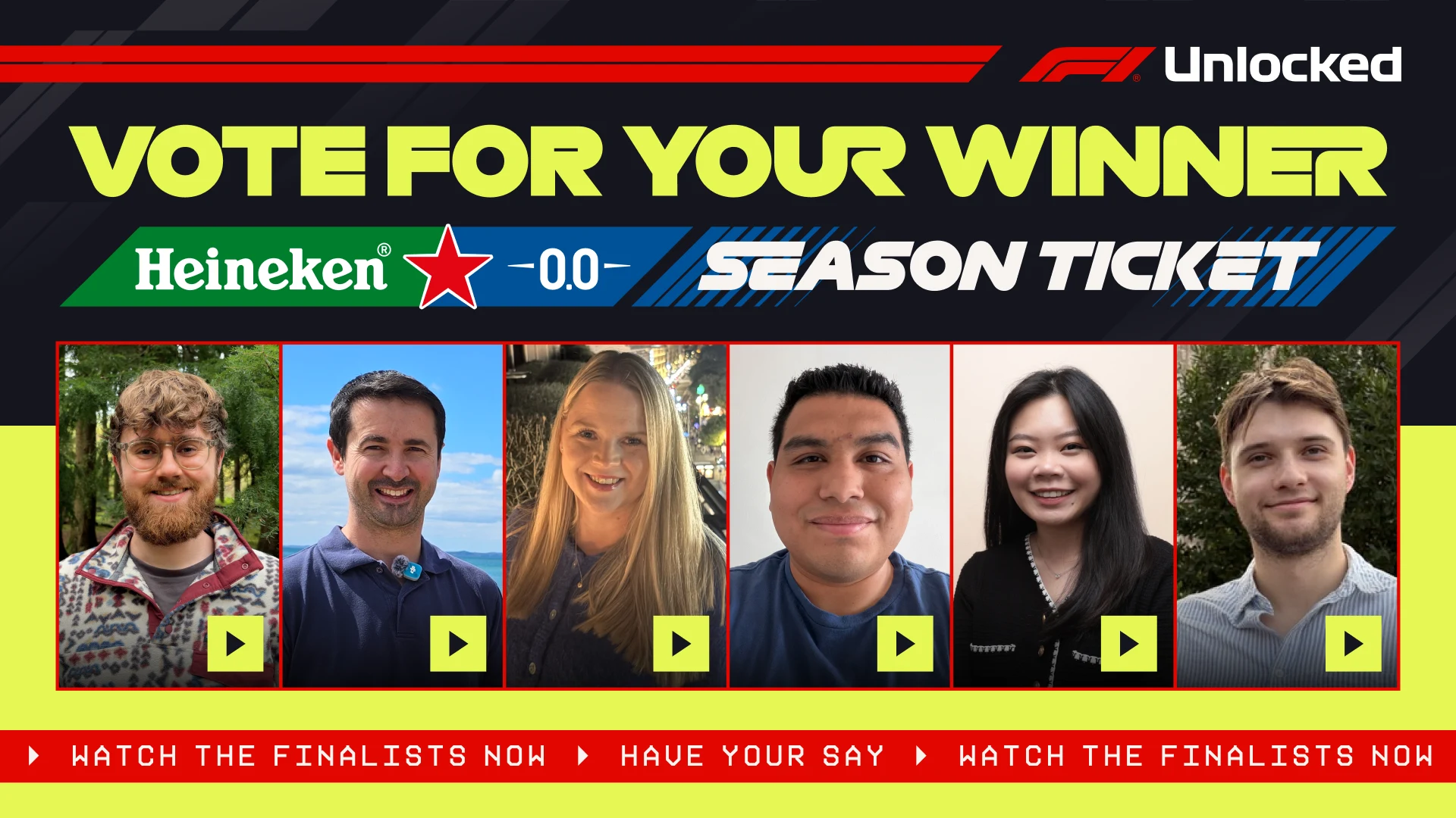 Votação Heineken F1 Season Ticket: Conheça os Finalistas da Fórmula 1