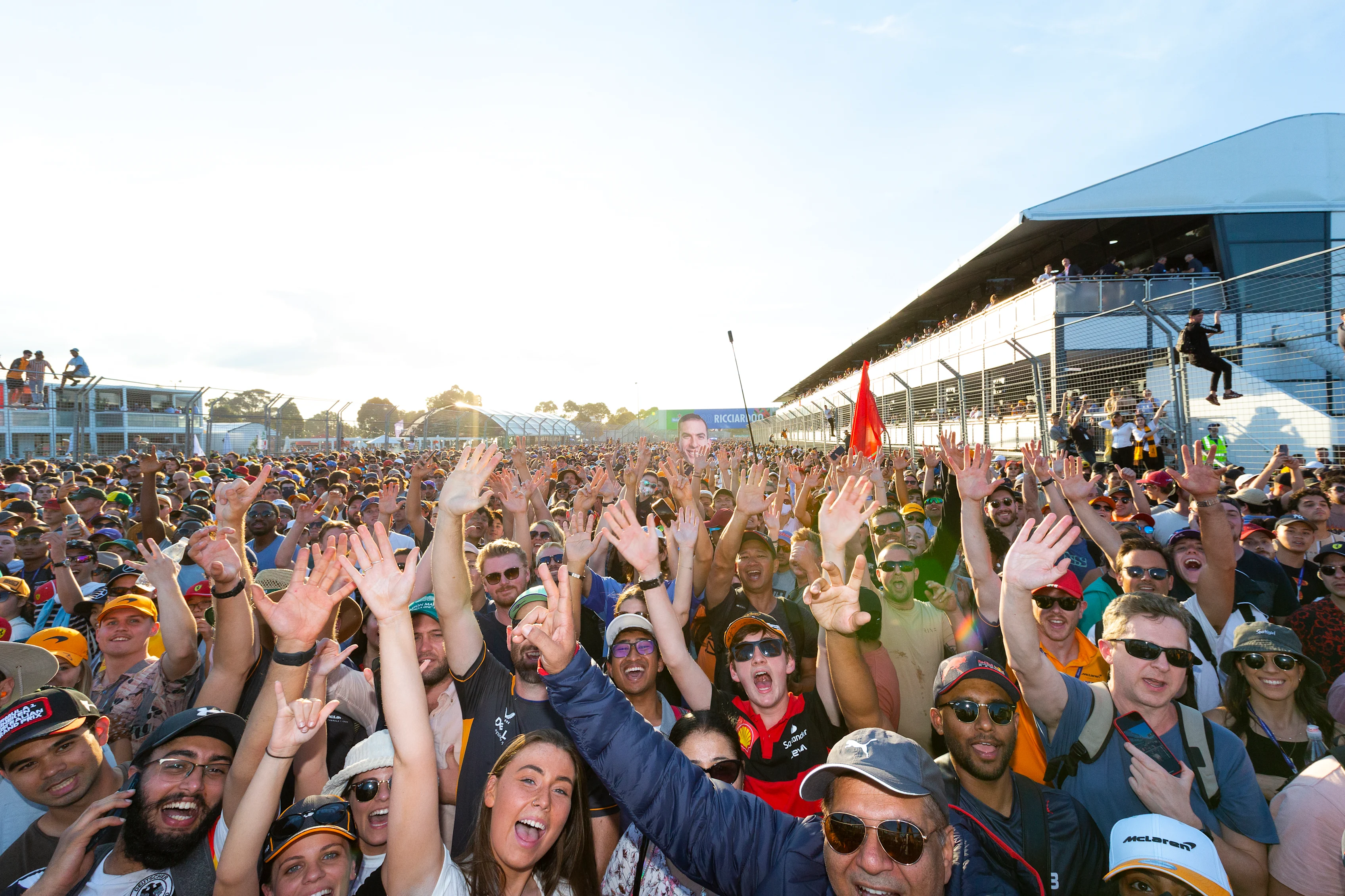 MELBOURNE, VICTORIA, AUSTRALIA - 2022/04/10: The crowd on the main straight after the 2022