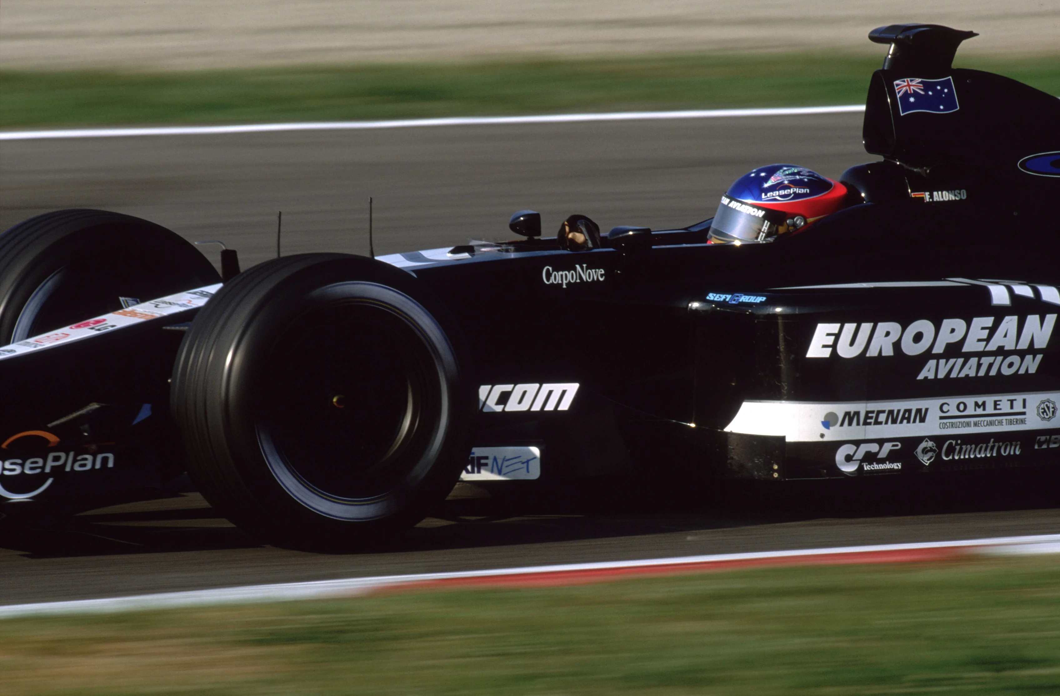 29 Apr 2001: Minardi driver Fernando Alonso in action during the Formula One Spanish Grand Prix at