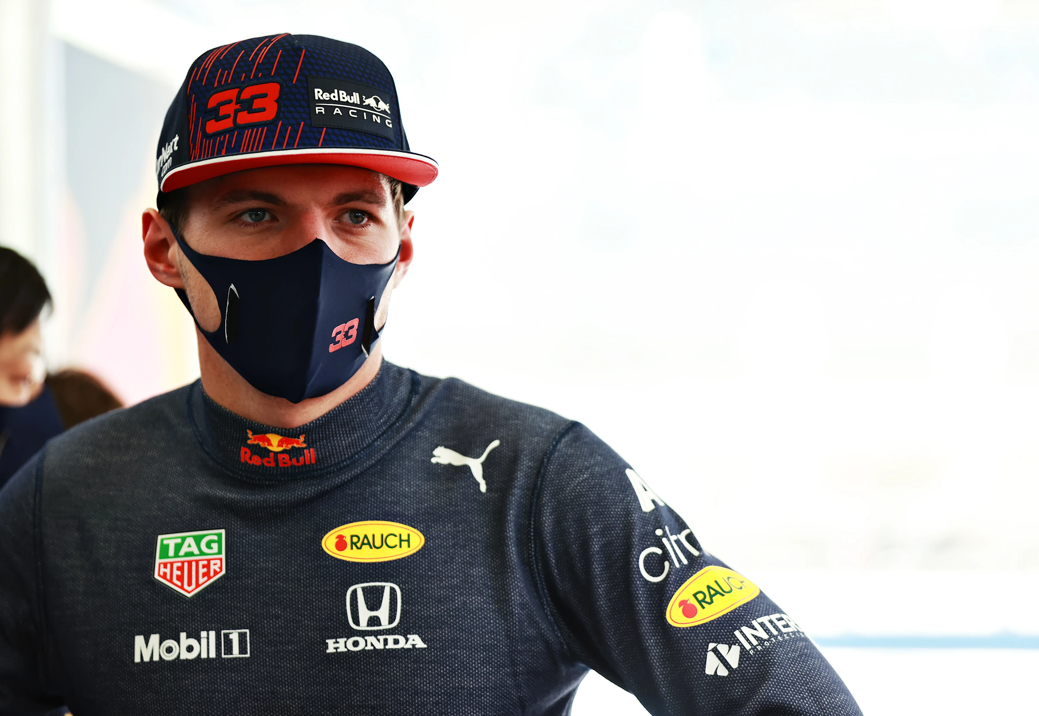 BAHRAIN, BAHRAIN - MARCH 26: Max Verstappen of Netherlands and Red Bull Racing looks on in the