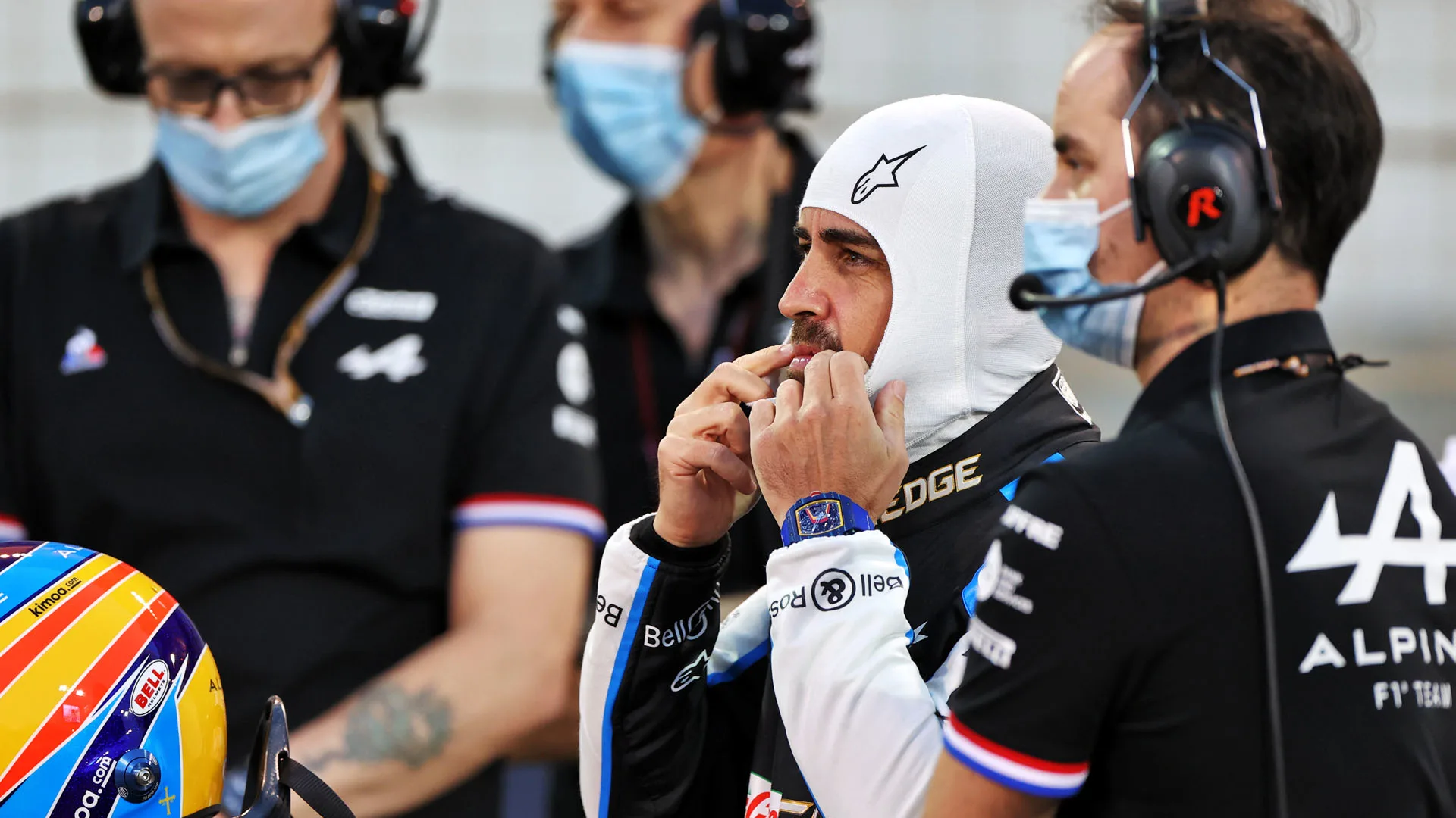 Fernando Alonso (ESP) Alpine F1 Team on the grid.
Bahrain Grand Prix, Sunday 28th March 2021.