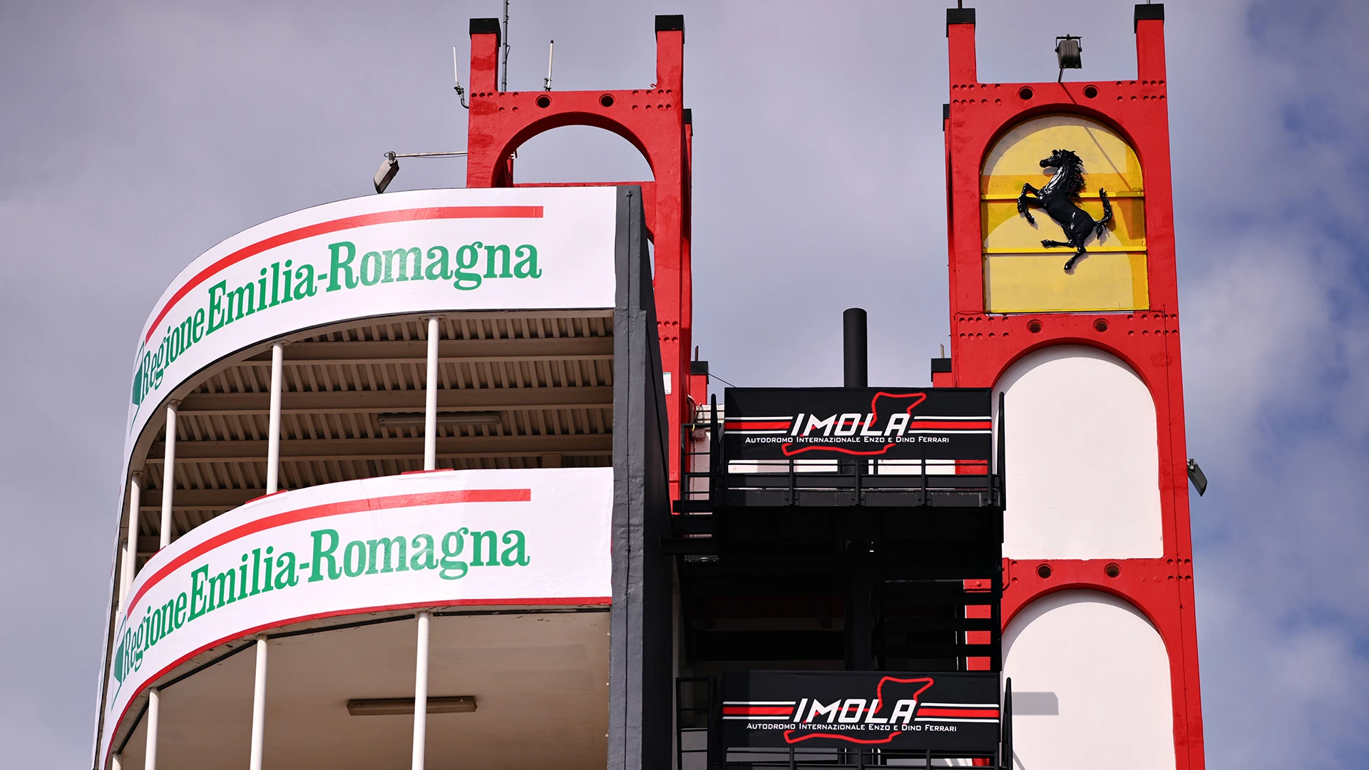 IMOLA, ITALY - APRIL 15: A general view of a track building during previews ahead of the F1 Grand