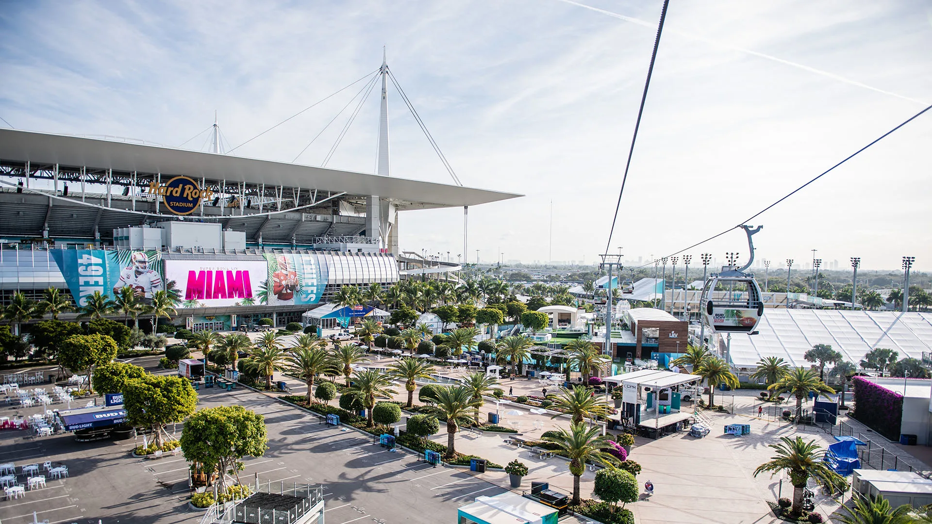 during the first gondola ride at
Hard Rock Stadium in Miami Gardens, Florida on January 31st,