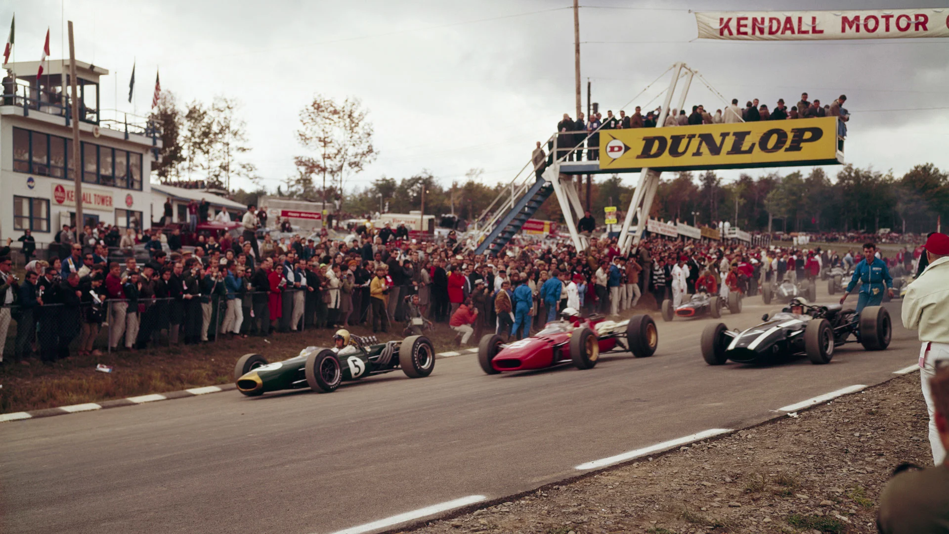 WATKINS GLEN, NY - OCTOBER 2: The grid rolls off on a parade lap before the start of the 1966 US