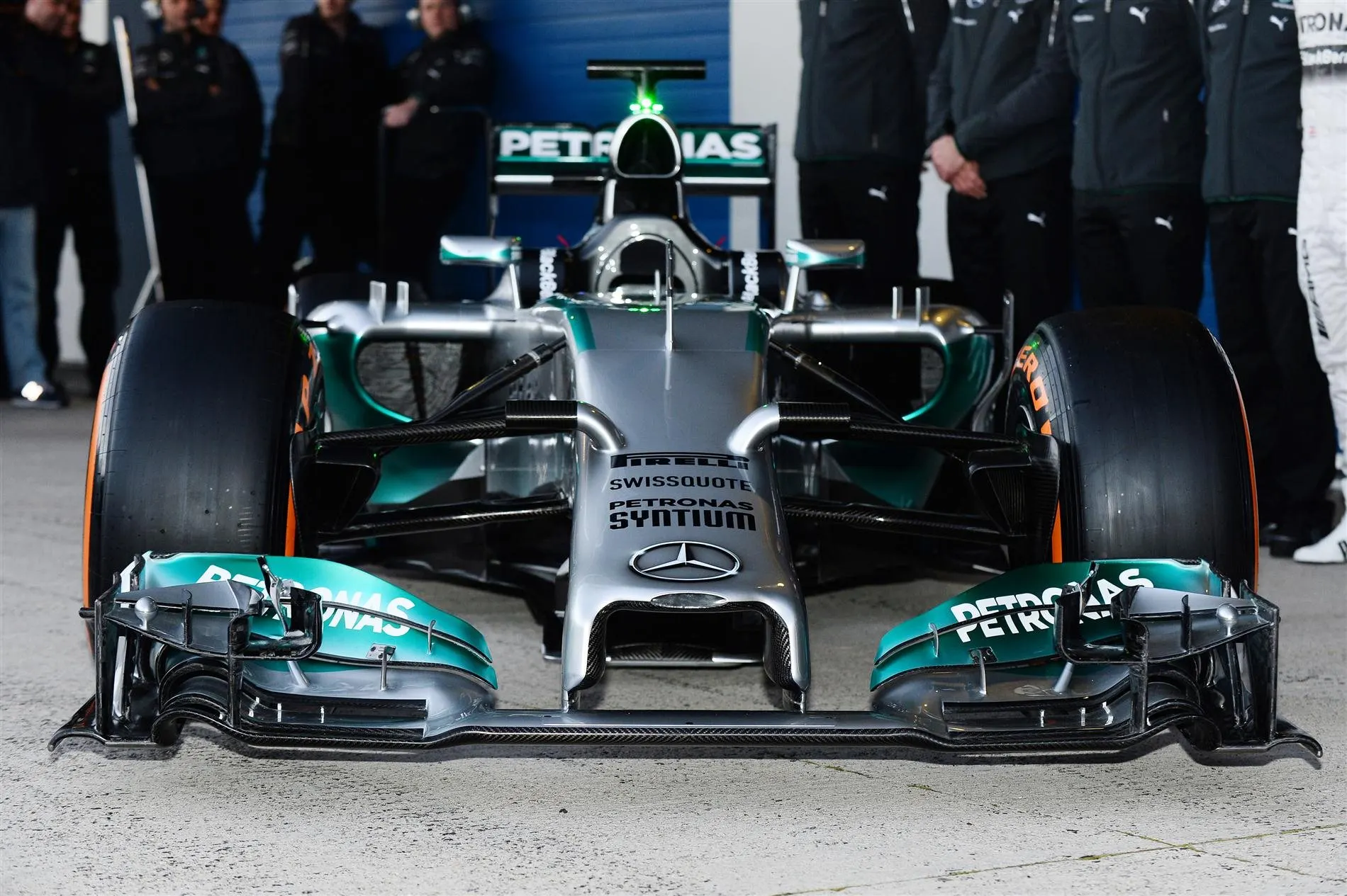 Mercedes AMG W05 nose and front wing detail. Formula One Testing Day One, Jerez, Spain, Tuesday, 28 January 2014. © Sutton Images