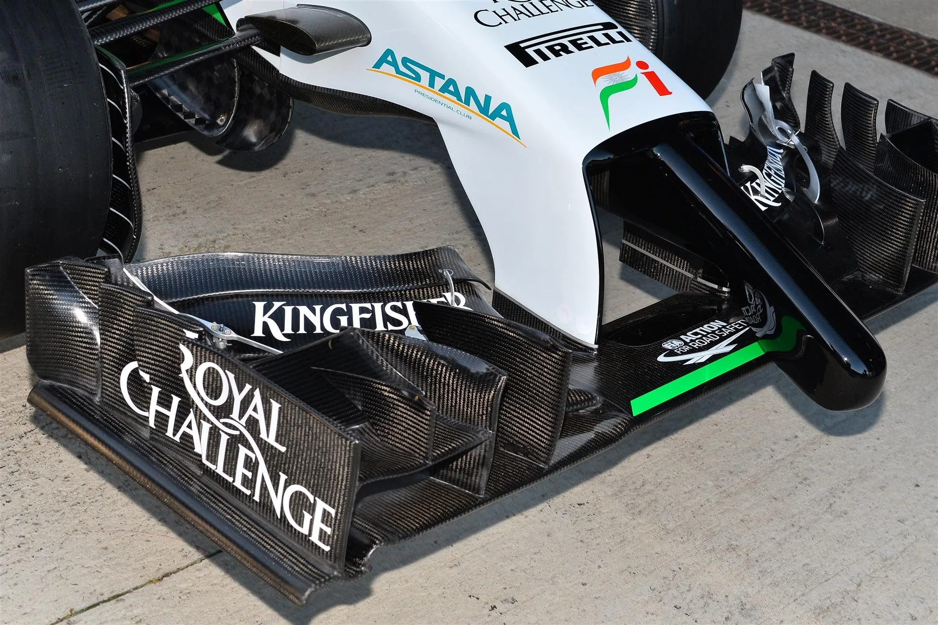 Force India VJM07 nose and front wing detail. Formula One Testing, Jerez, Spain, Day One, Tuesday, 28 January 2014. © Sutton Images