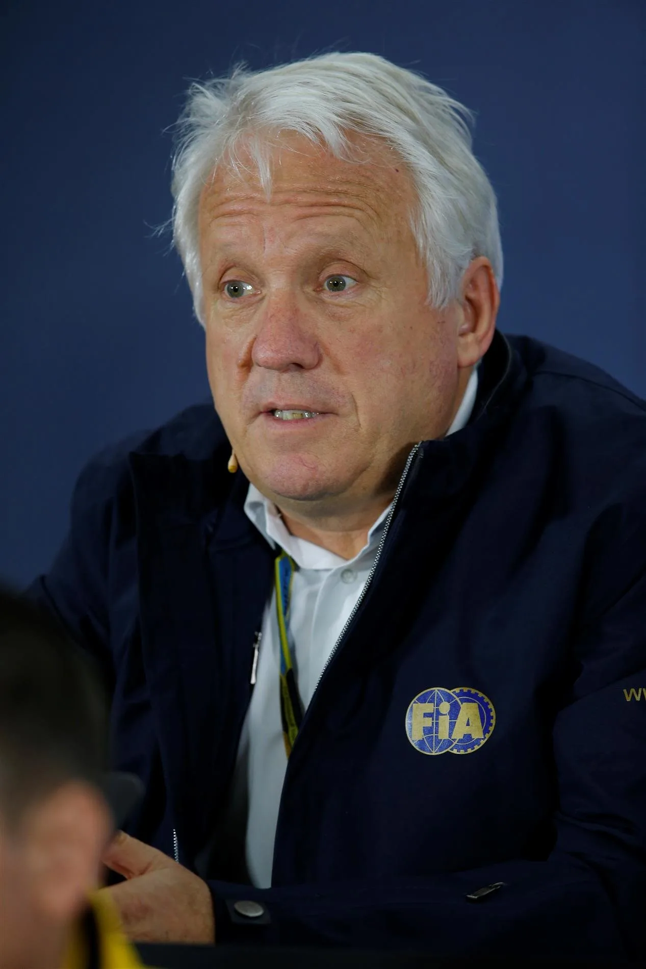 Charlie Whiting (GBR) FIA Delegate in the Press Conference. Formula One World Championship, Rd4, Chinese Grand Prix, Practice, Shanghai, China, Friday, 18 April 2014. © Sutton Images