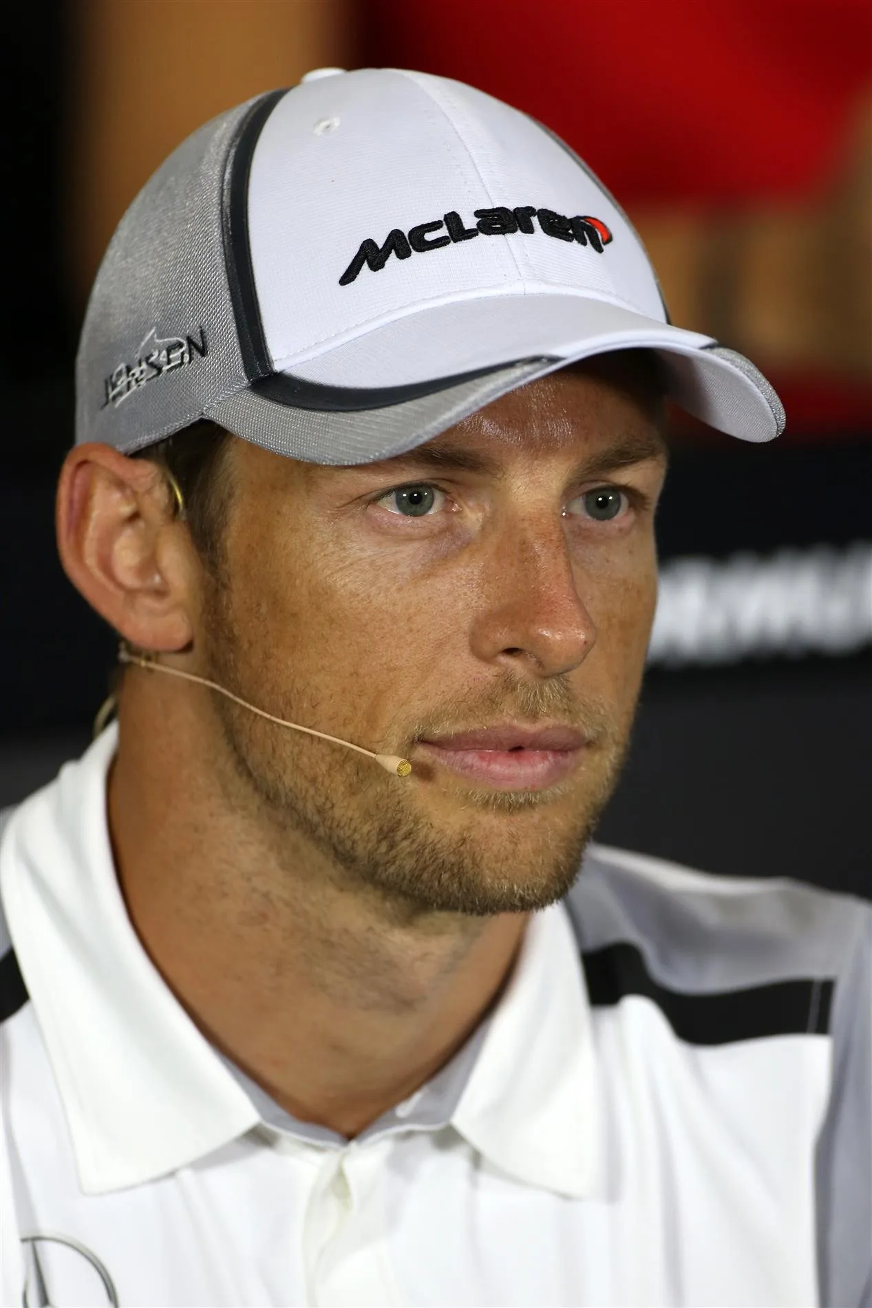 Jenson Button (GBR) McLaren in the Press Conference. Formula One World Championship, Rd9, British Grand Prix, Preparations, Silverstone, England, Thursday, 3 July 2014