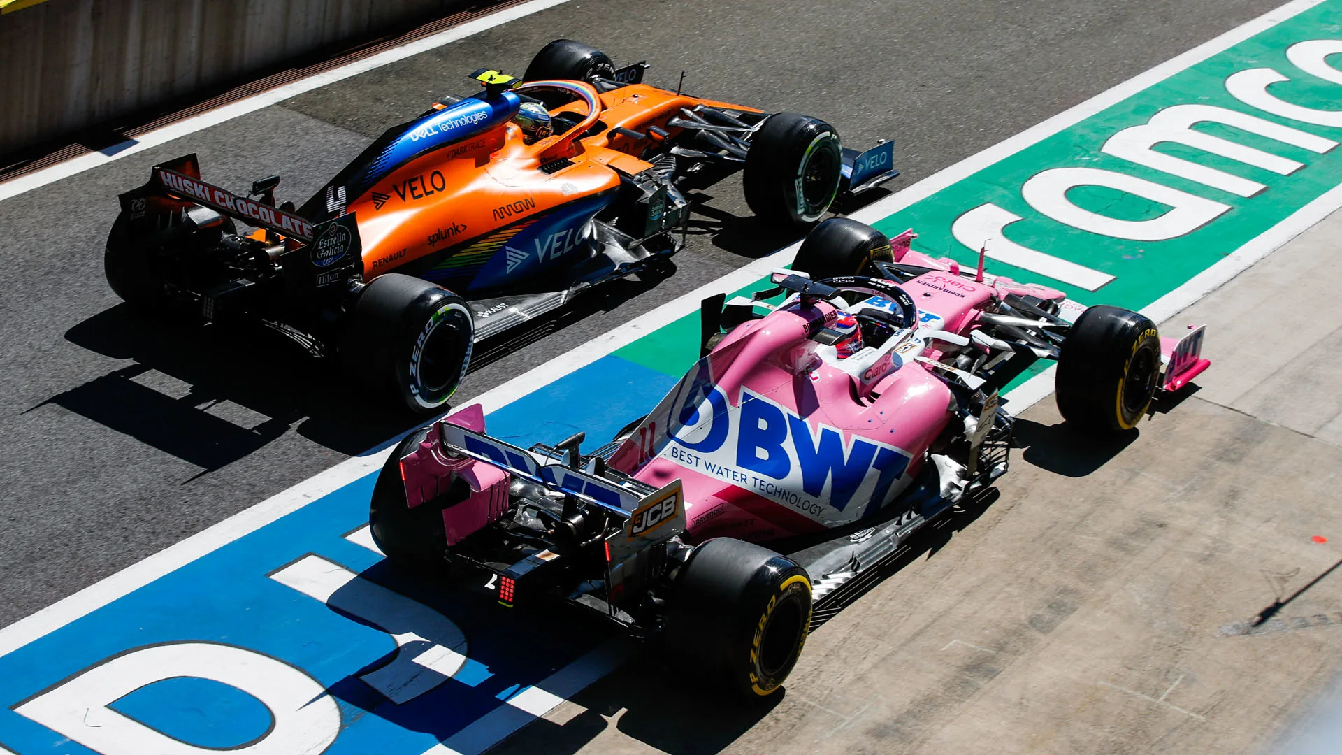04 NORRIS Lando (gbr), McLaren Renault F1 MCL35, 11 PEREZ Sergio (mex), Racing Point F1 RP20,
