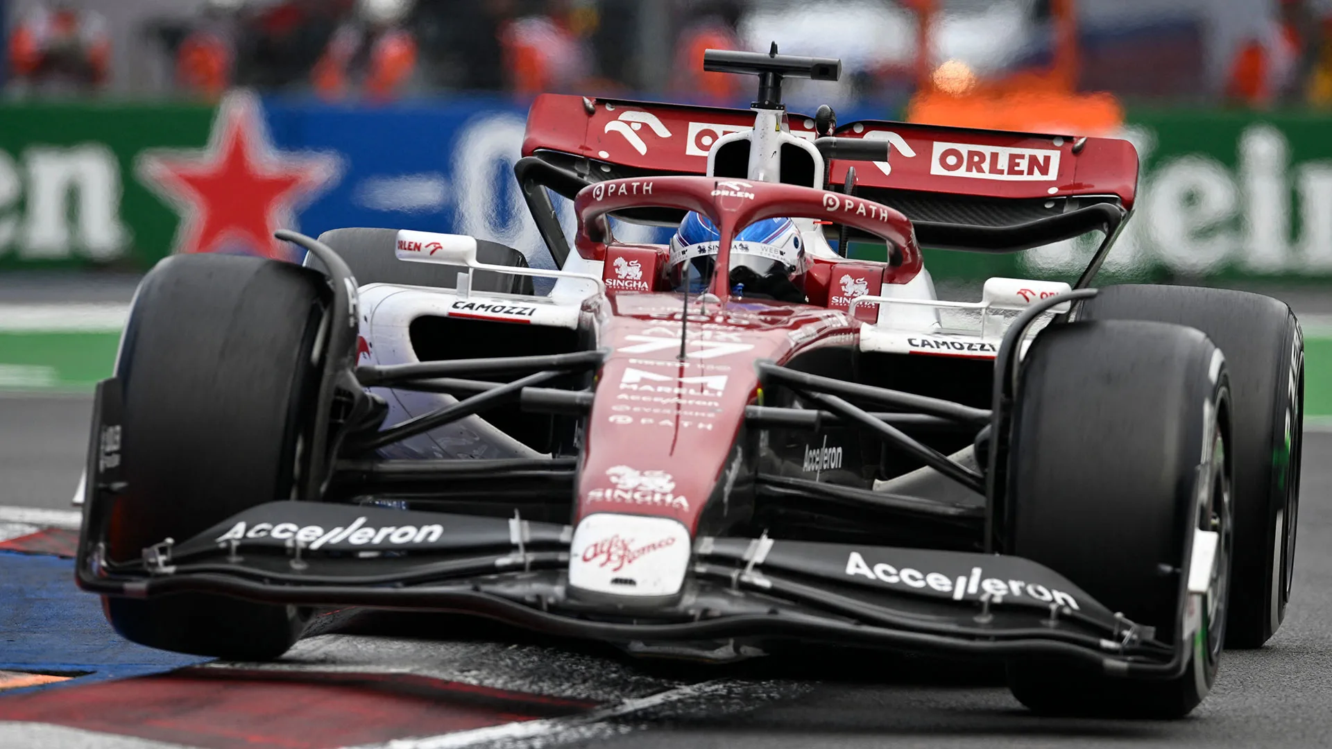 Alfa Romeo's Finnish driver Valtteri Bottas takes a turn as he races during the Formula One Mexico Grand Prix at the Hermanos Rodriguez racetrack in Mexico City on October 30, 2022. (Photo by Alfredo ESTRELLA / AFP) (Photo by ALFREDO ESTRELLA/AFP via Getty Images)