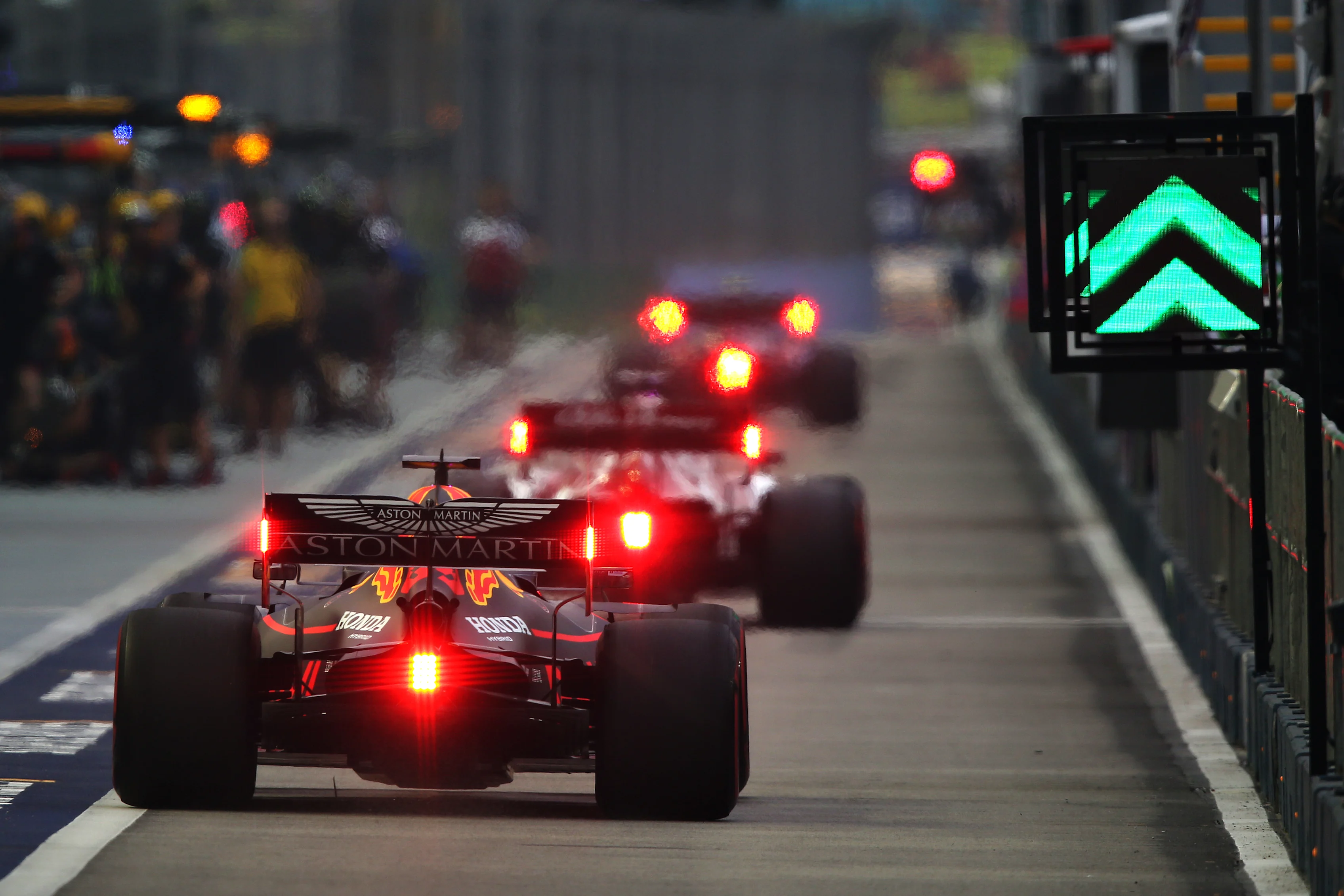 SINGAPORE, SINGAPORE - SEPTEMBER 20: Max Verstappen of the Netherlands driving the (33) Aston