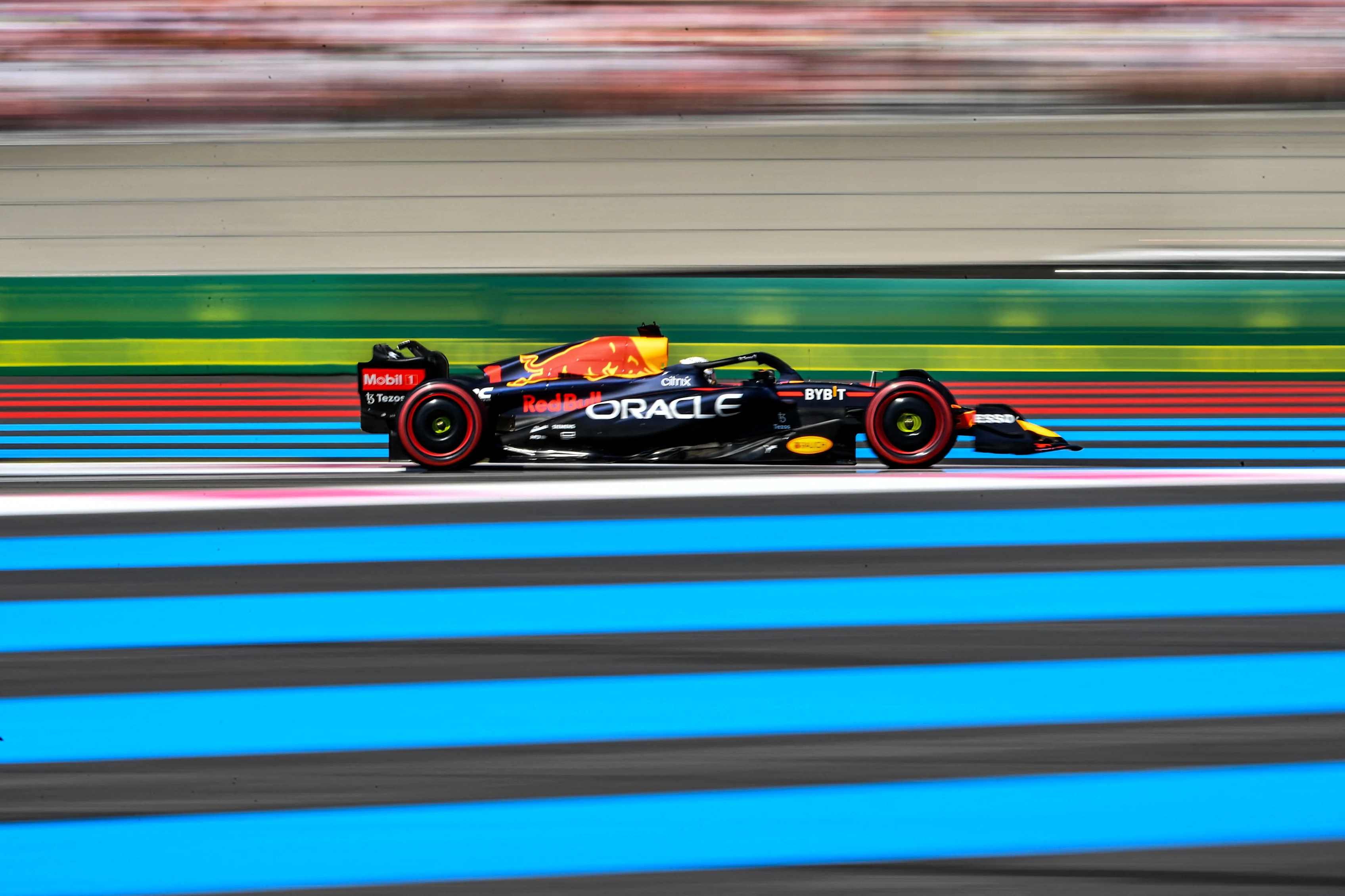 Red Bull Racing's Dutch driver Max Verstappen steers his car during the qualifying session ahead of the French Formula One Grand Prix at the Circuit Paul Ricard in Le Castellet, southern France, on July 23, 2022. (Photo by Sylvain THOMAS / AFP) (Photo by SYLVAIN THOMAS/AFP via Getty Images)