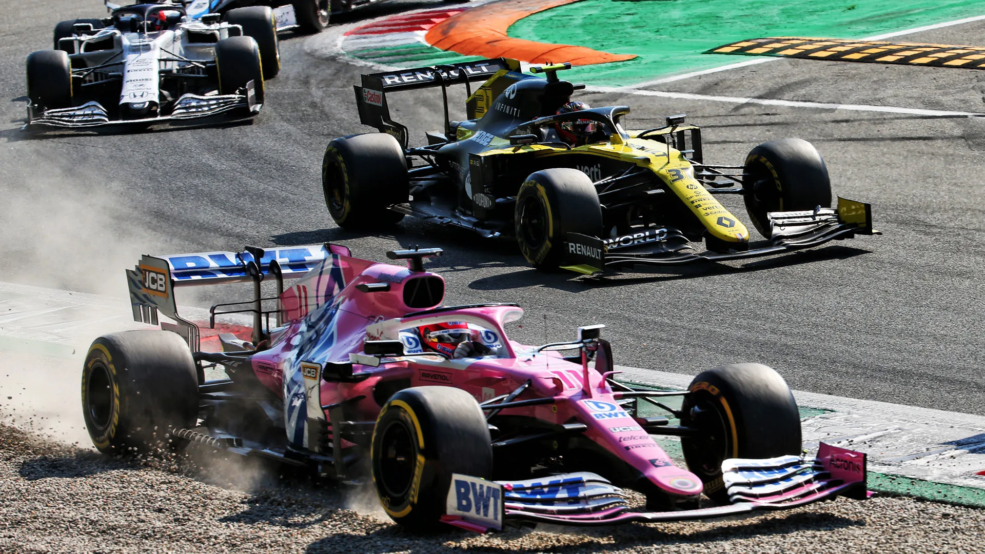 Sergio Perez (MEX) Racing Point F1 Team RP19 runs wide.
06.09.2020. Formula 1 World Championship,