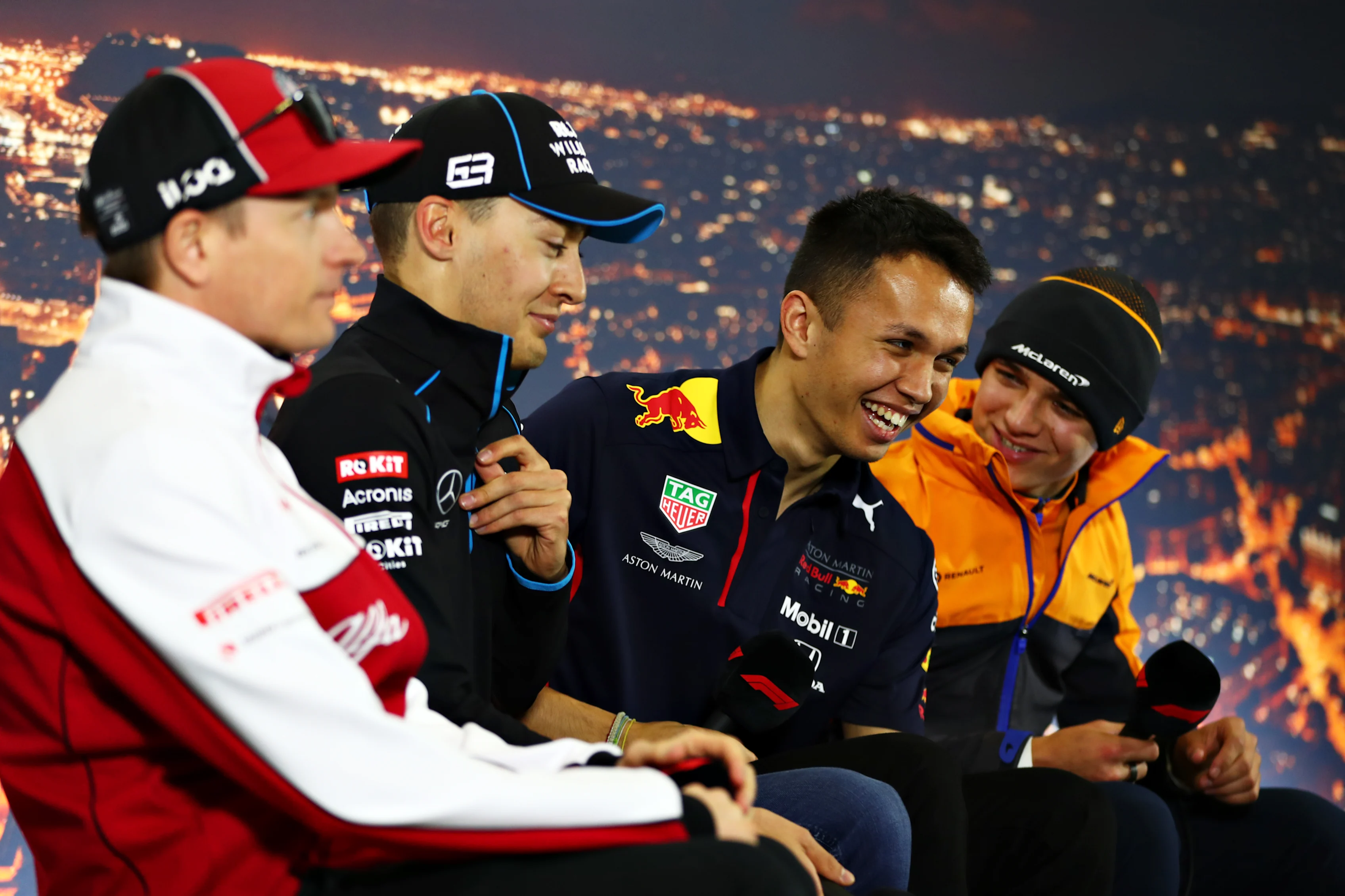 BARCELONA, SPAIN - FEBRUARY 19: Alexander Albon of Thailand and Red Bull Racing and Lando Norris of