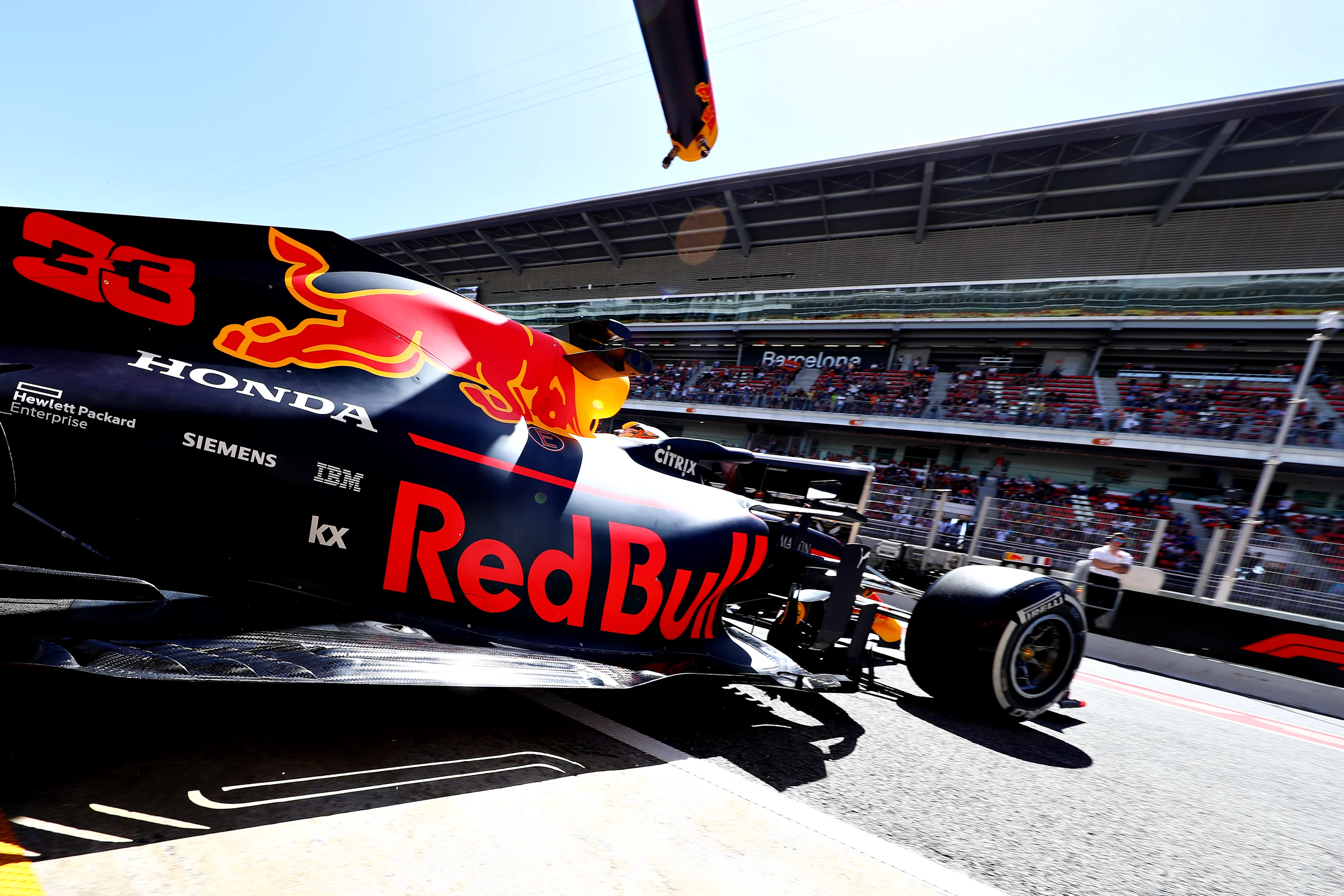 BARCELONA, SPAIN - MAY 10: Max Verstappen of the Netherlands driving the (33) Aston Martin Red Bull
