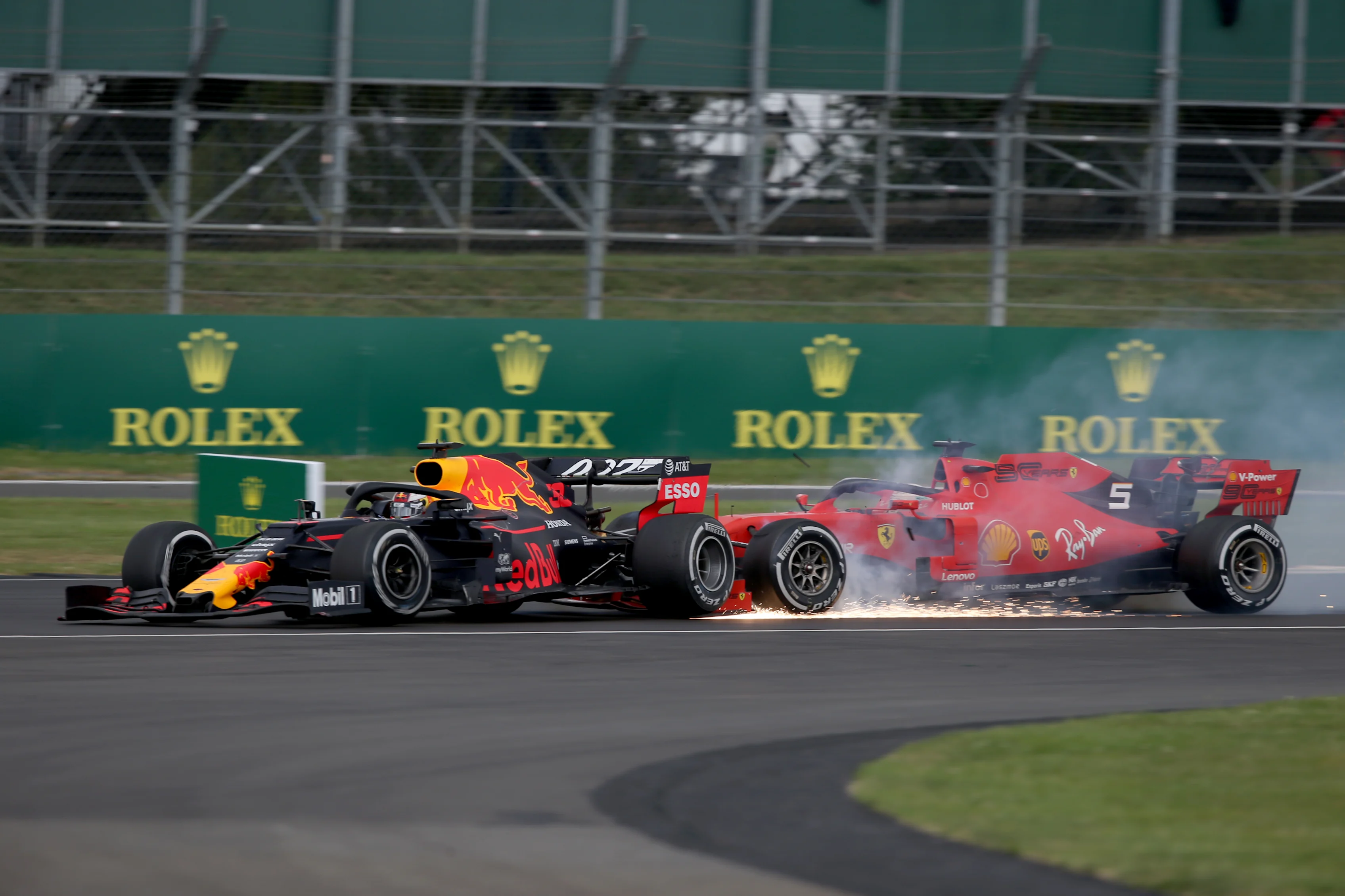 NORTHAMPTON, ENGLAND - JULY 14: Max Verstappen of the Netherlands driving the (33) Aston Martin Red