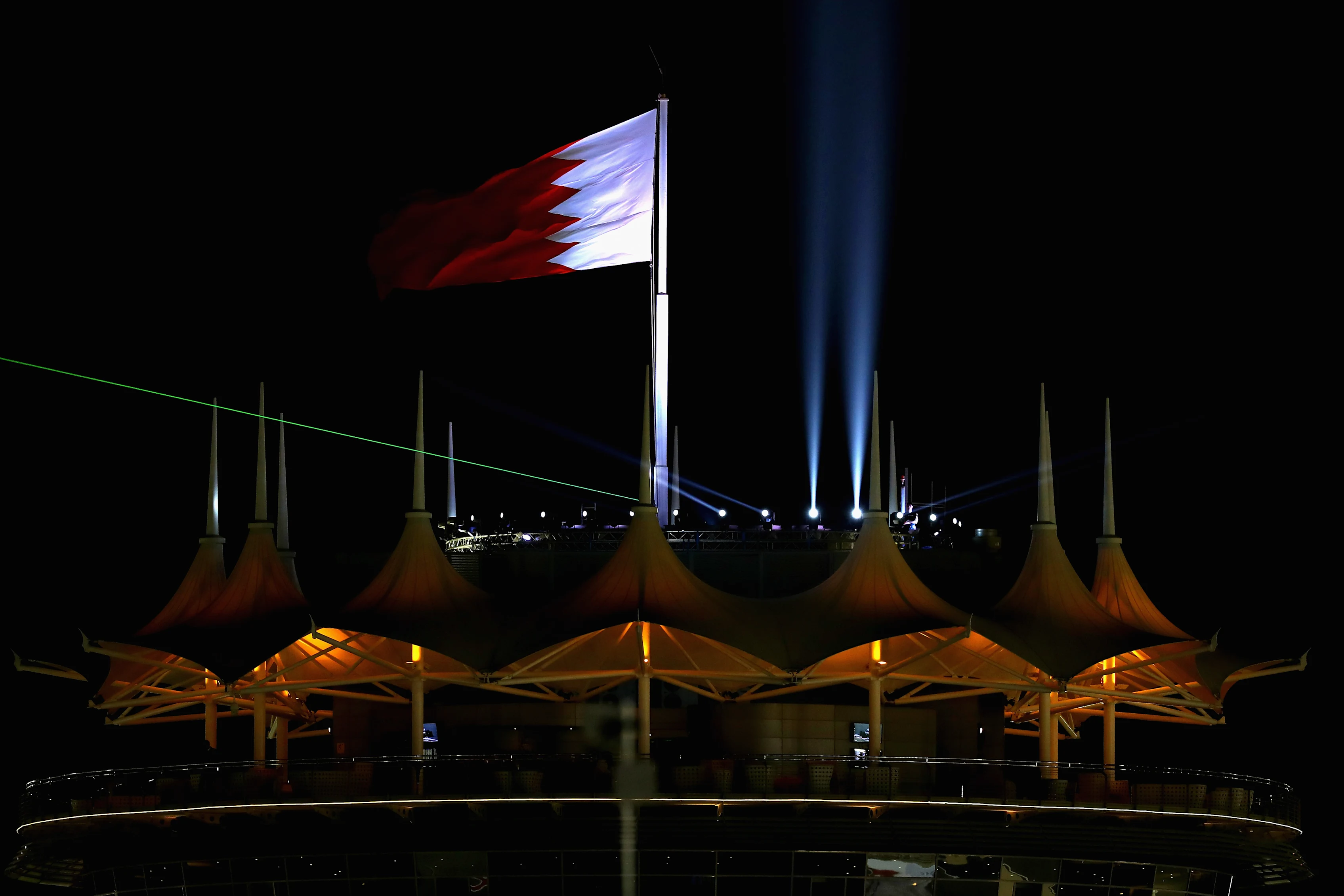BAHRAIN, BAHRAIN - APRIL 06: A general view of the Bahrain circuit tower during practice for the