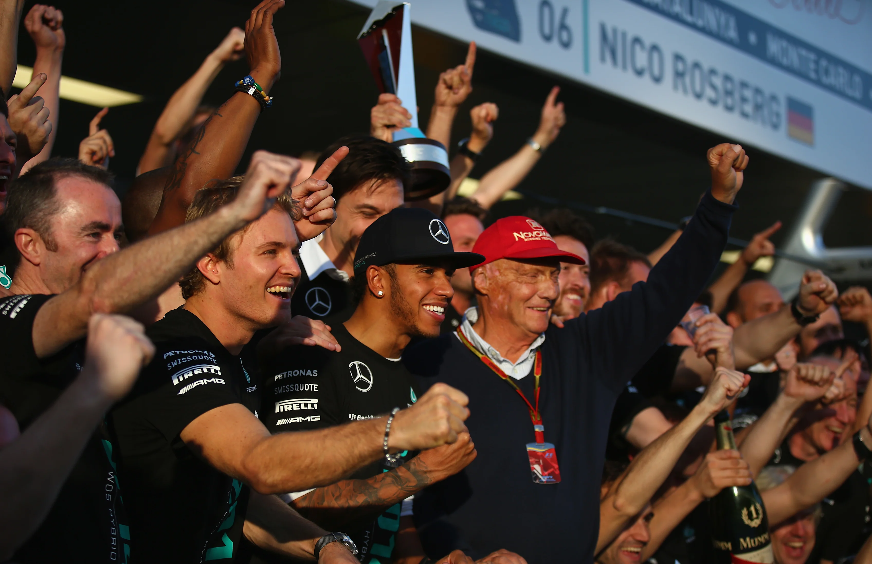 SOCHI, RUSSIA - OCTOBER 12: Paddy Lowe the Executive Director of Mercedes GP, Lewis Hamilton of