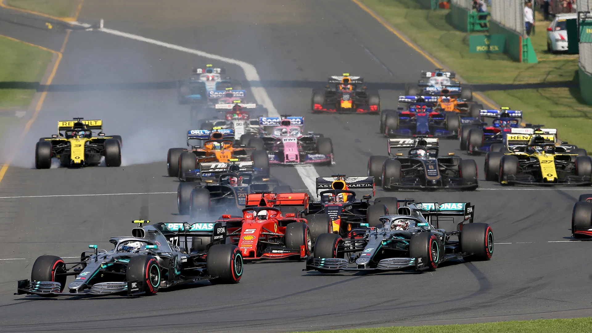 MELBOURNE, AUSTRALIA - MARCH 17: Valtteri Bottas driving the (77) Mercedes AMG Petronas F1 Team