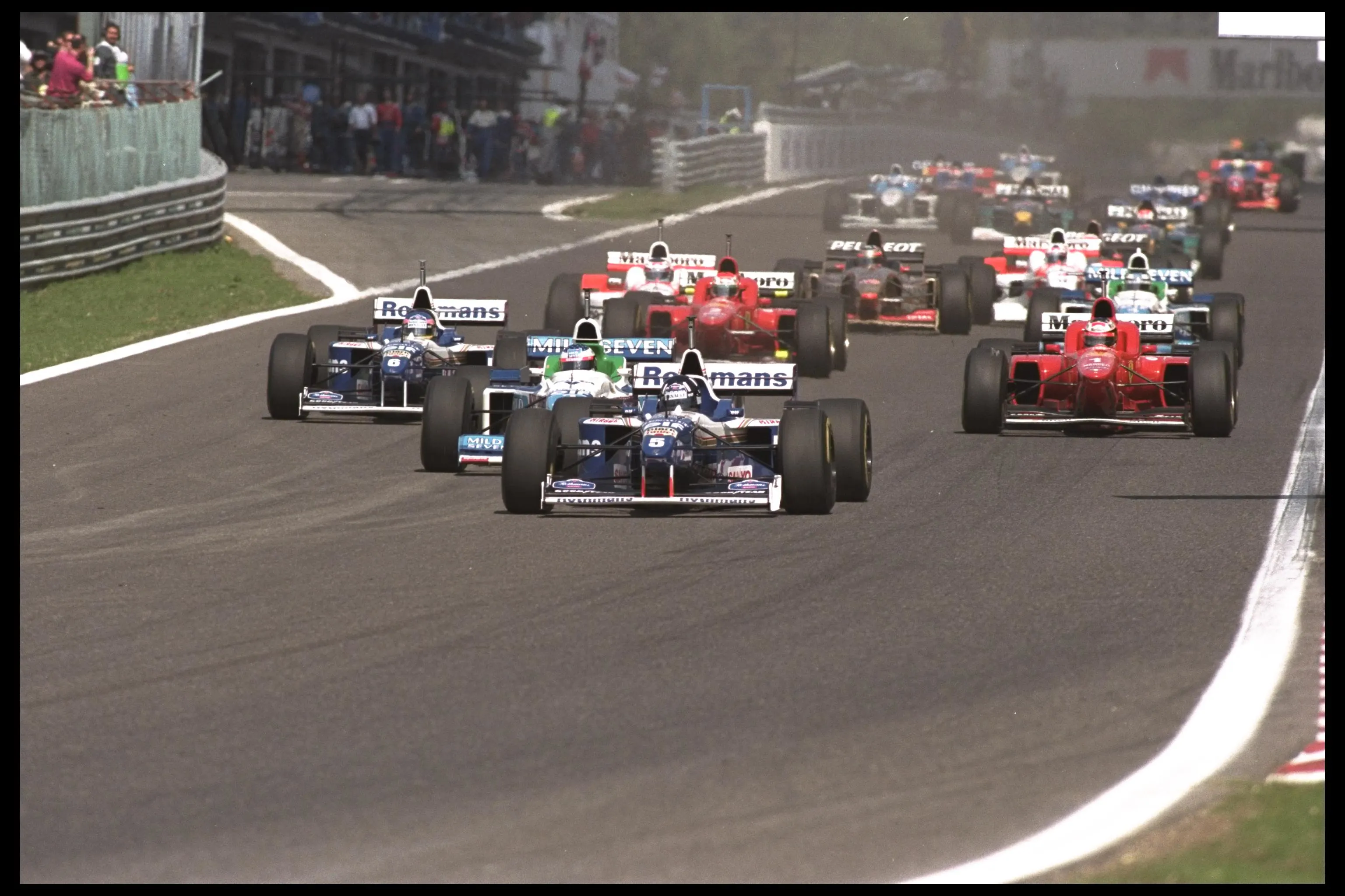 22 Sep 1996: Damon Hill of Great Britain and the Williams team gets the perfect start as Jean