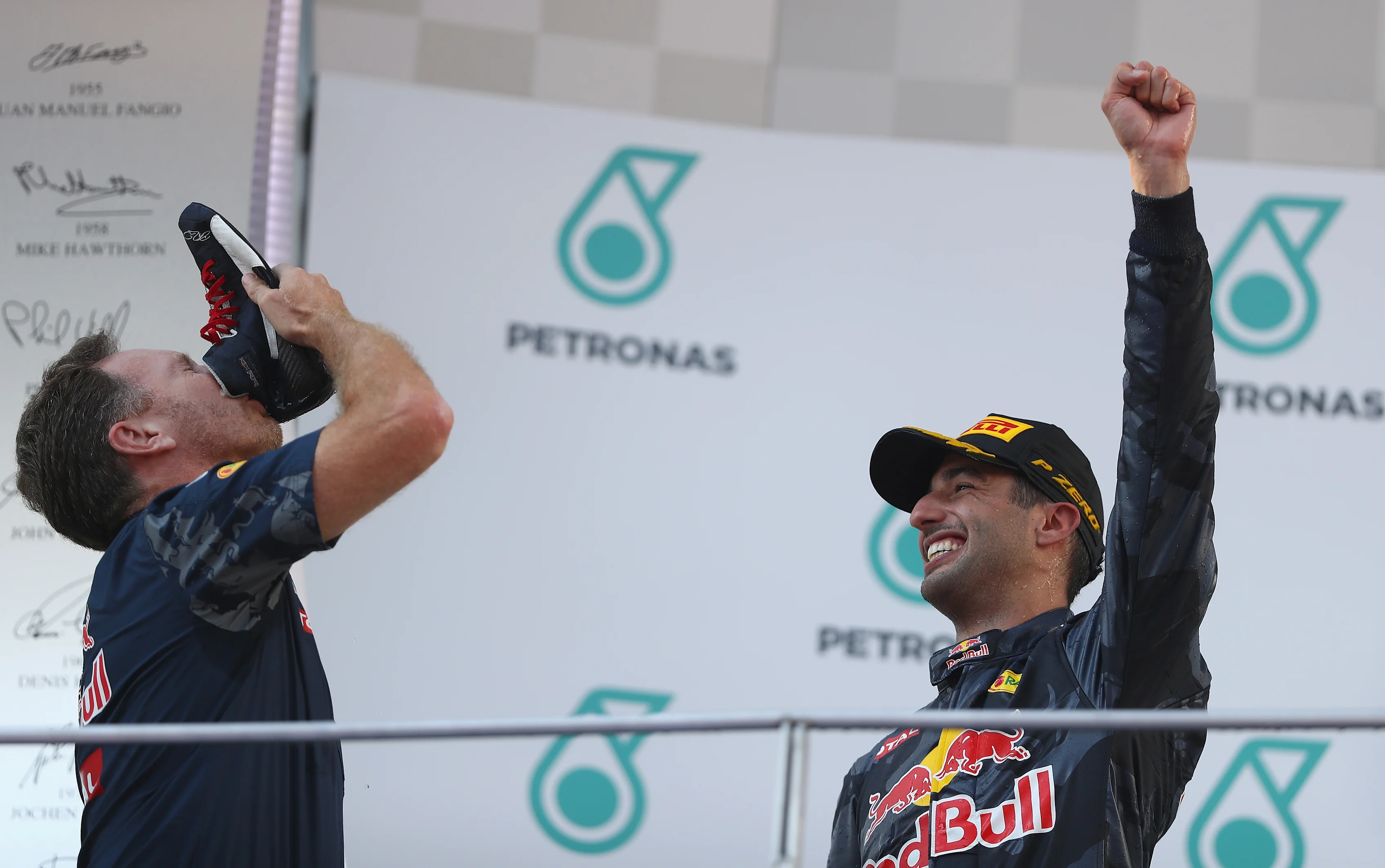 KUALA LUMPUR, MALAYSIA - OCTOBER 02: Red Bull Racing Team Principal Christian Horner performs a