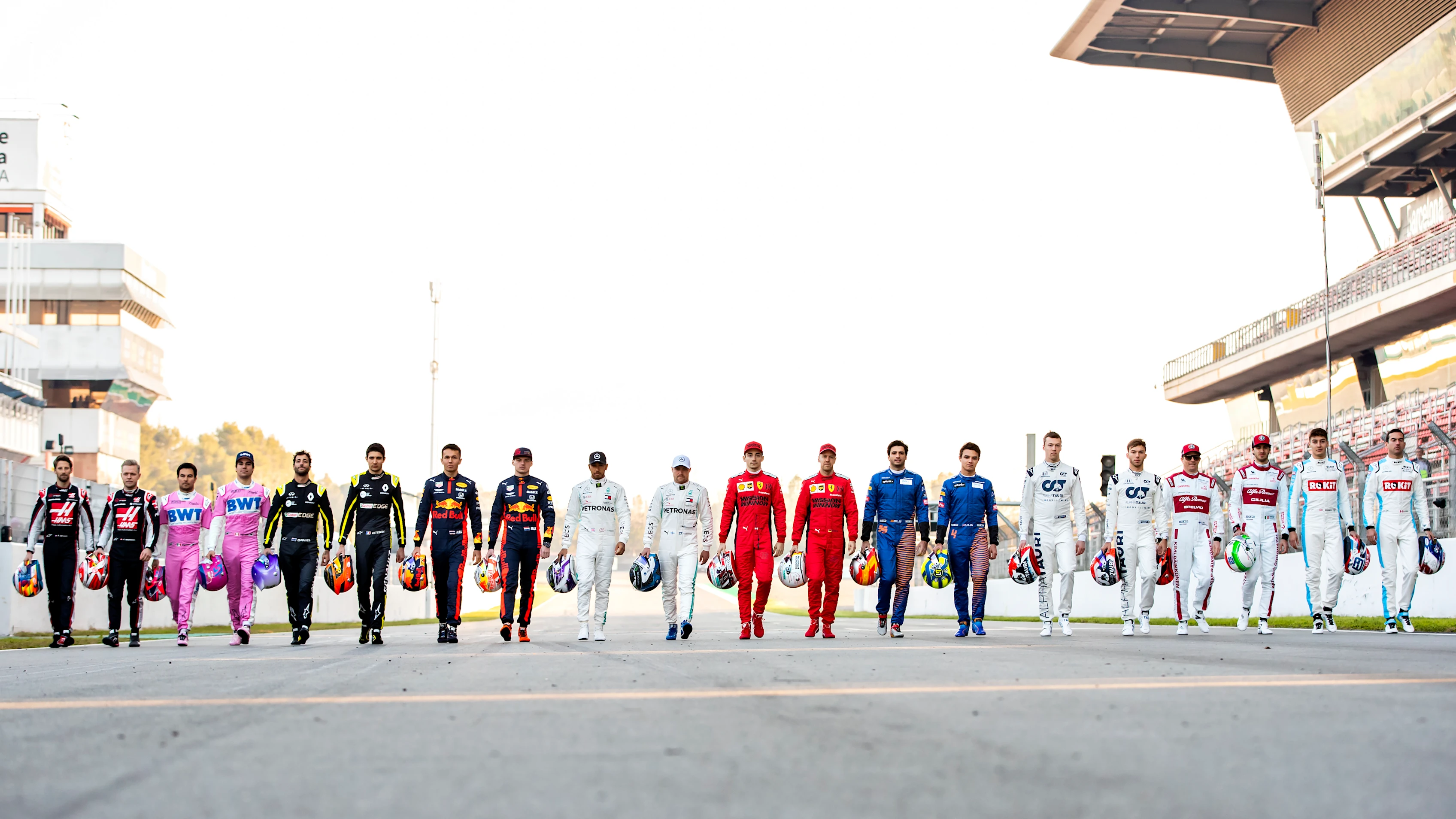 BARCELONA, SPAIN - FEBRUARY 19: (EDITORS NOTE: Image has been digitally altered) The F1 drivers for