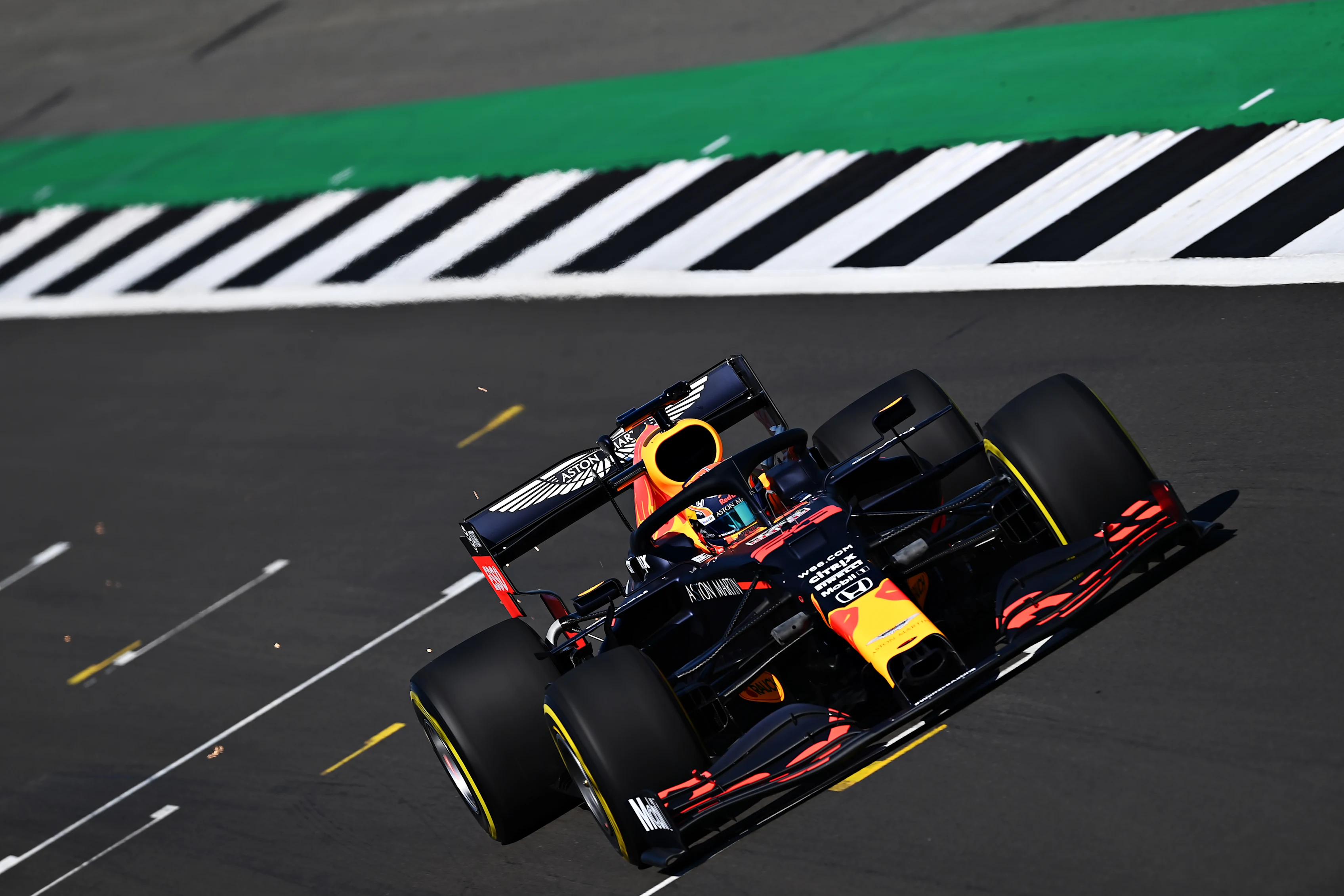 NORTHAMPTON, ENGLAND - JUNE 25: Alexander Albon of Thailand driving the (23) Aston Martin Red Bull
