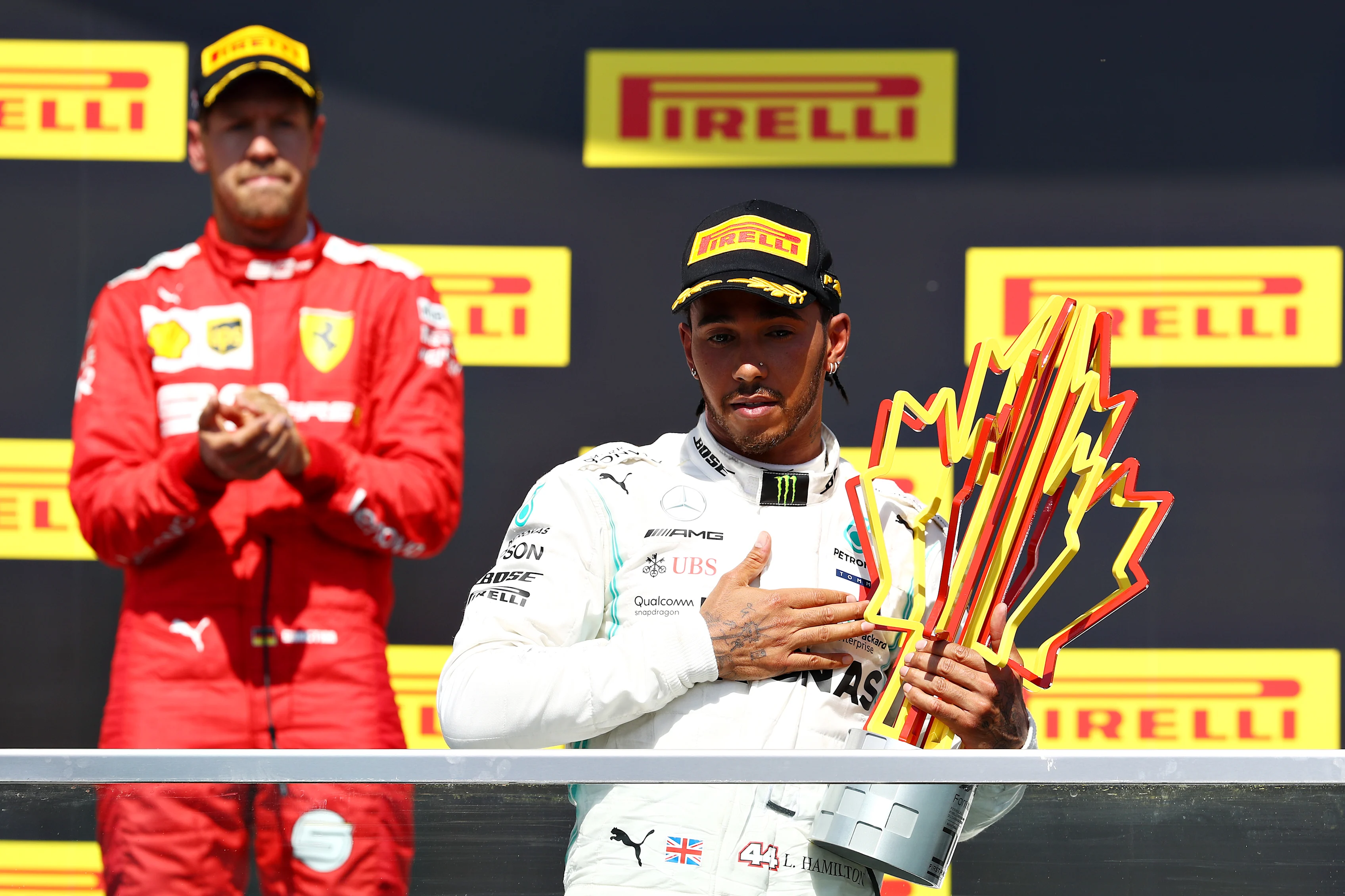 MONTREAL, QUEBEC - JUNE 09: Race winner Lewis Hamilton of Great Britain and Mercedes GP celebrates
