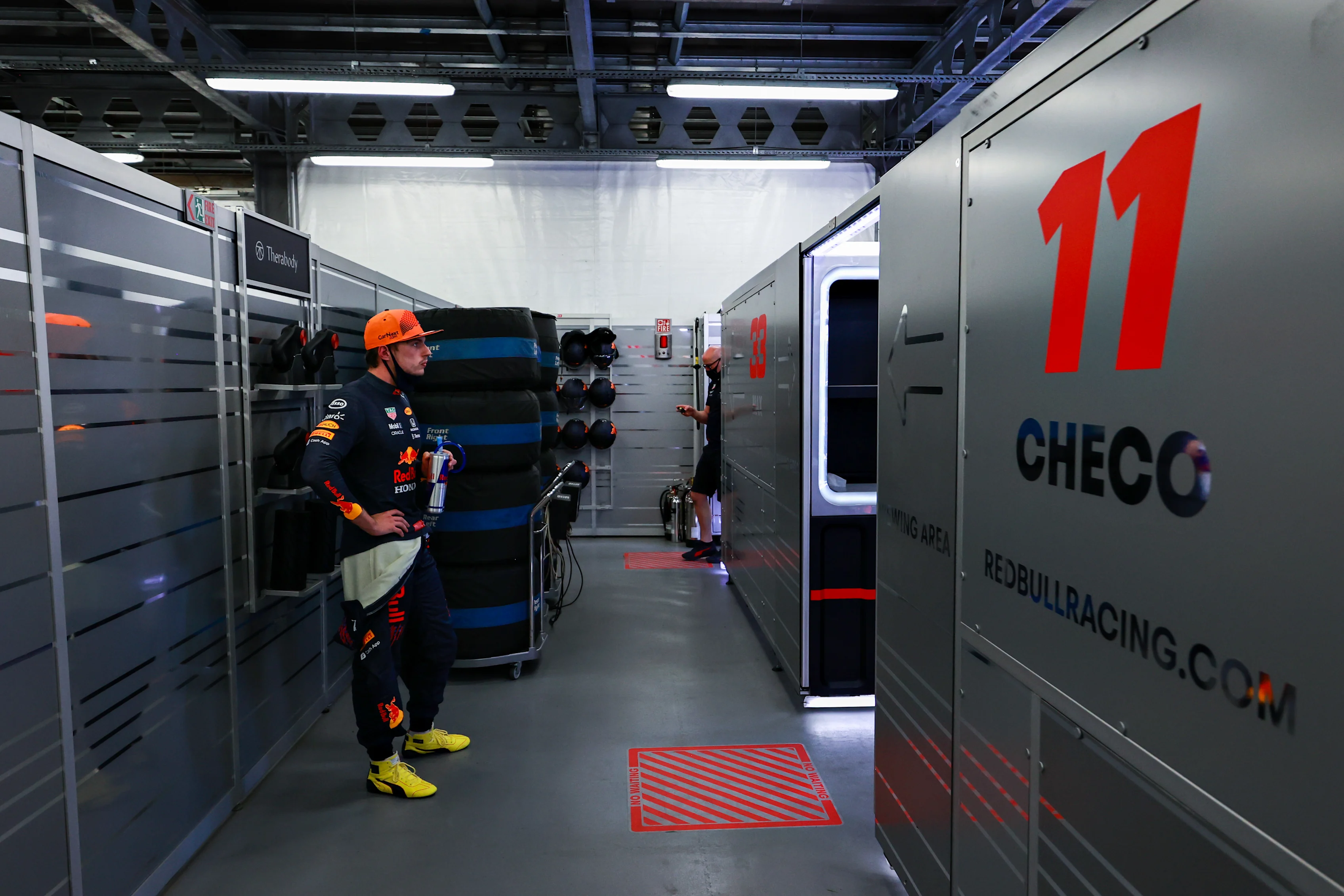 BAKU, AZERBAIJAN - JUNE 04: Max Verstappen of Netherlands and Red Bull Racing takes a drink in the