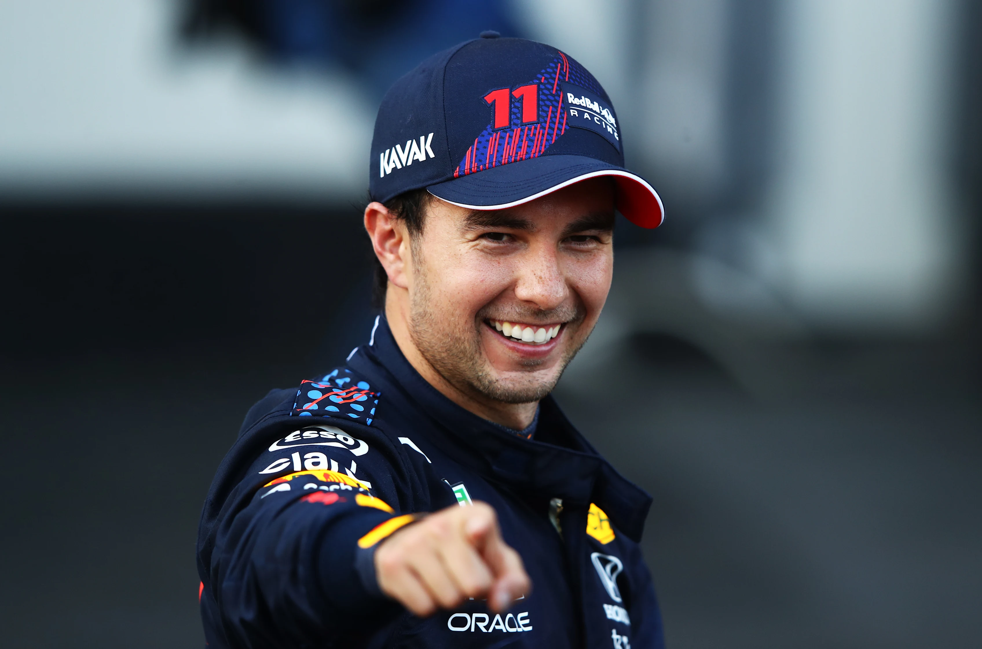 BAKU, AZERBAIJAN - JUNE 06: Race winner Sergio Perez of Mexico and Red Bull Racing celebrates in