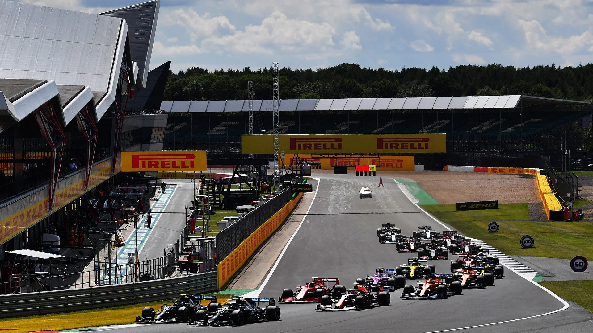 NORTHAMPTON, ENGLAND - AUGUST 02: Lewis Hamilton of Great Britain driving the (44) Mercedes AMG