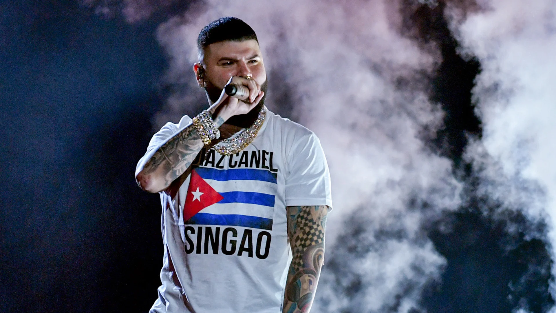 CORAL GABLES, FLORIDA - JULY 22: Farruko performs onstage at Premios Juventud 2021 at Watsco Center