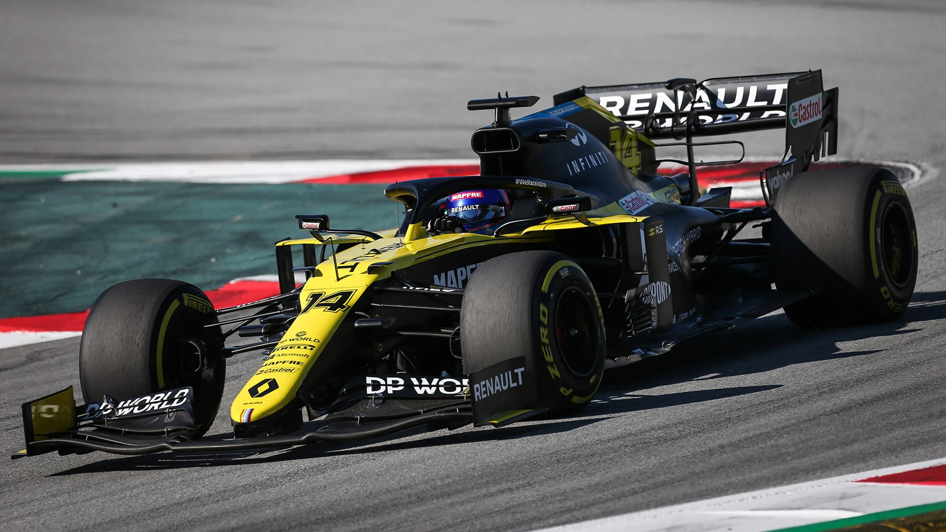 Fernando Alonso tests the R.S.20 at Barcelona on October 13