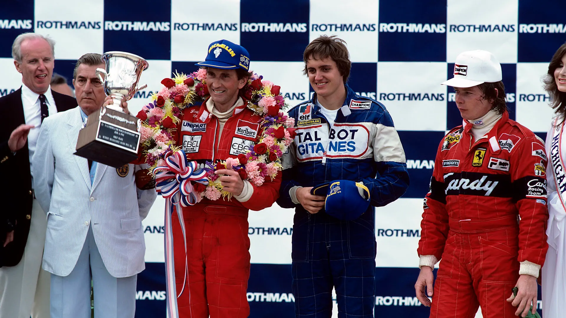 John Watson, Eddie Cheever, Didier Pironi, Jean-Marie Balestre, Grand Prix of Detroit, Detroit