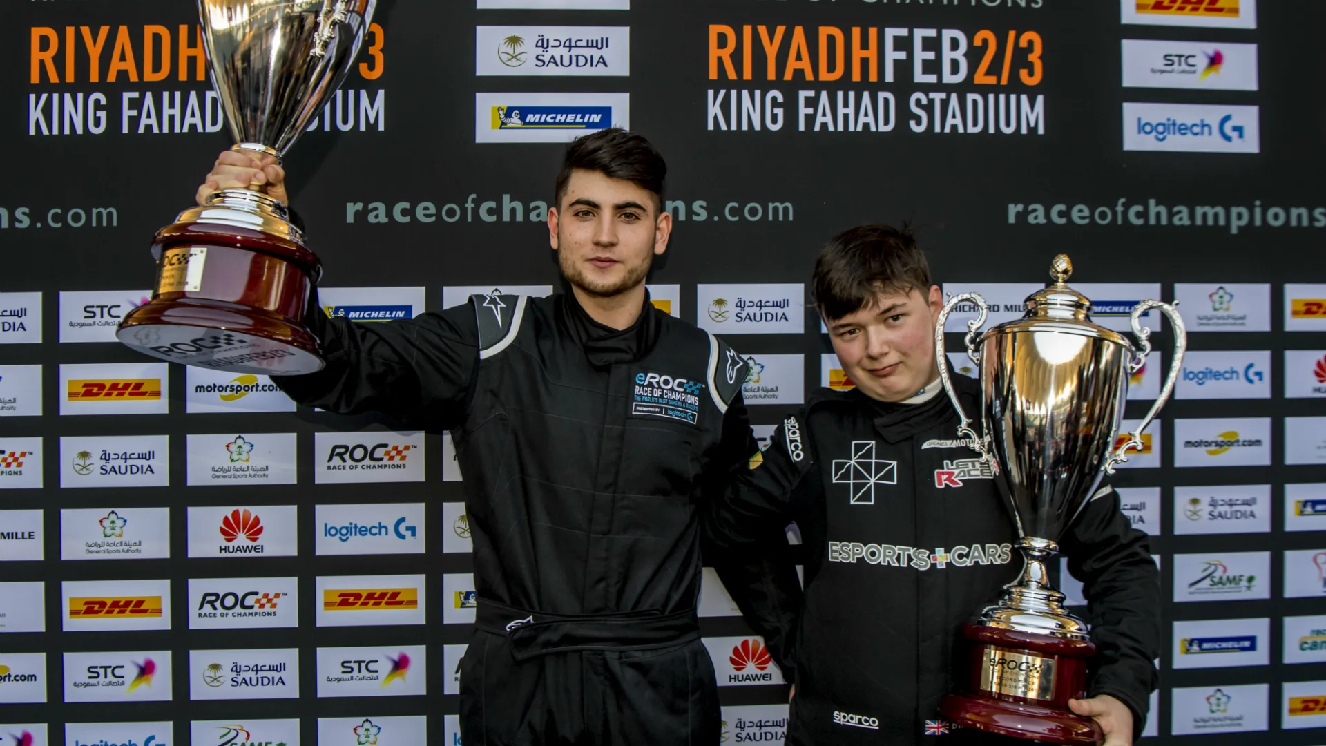 Winner Enzo Bonito (ITA) and runner up Brendon Leigh (GBR) celebrate with their trophies during
