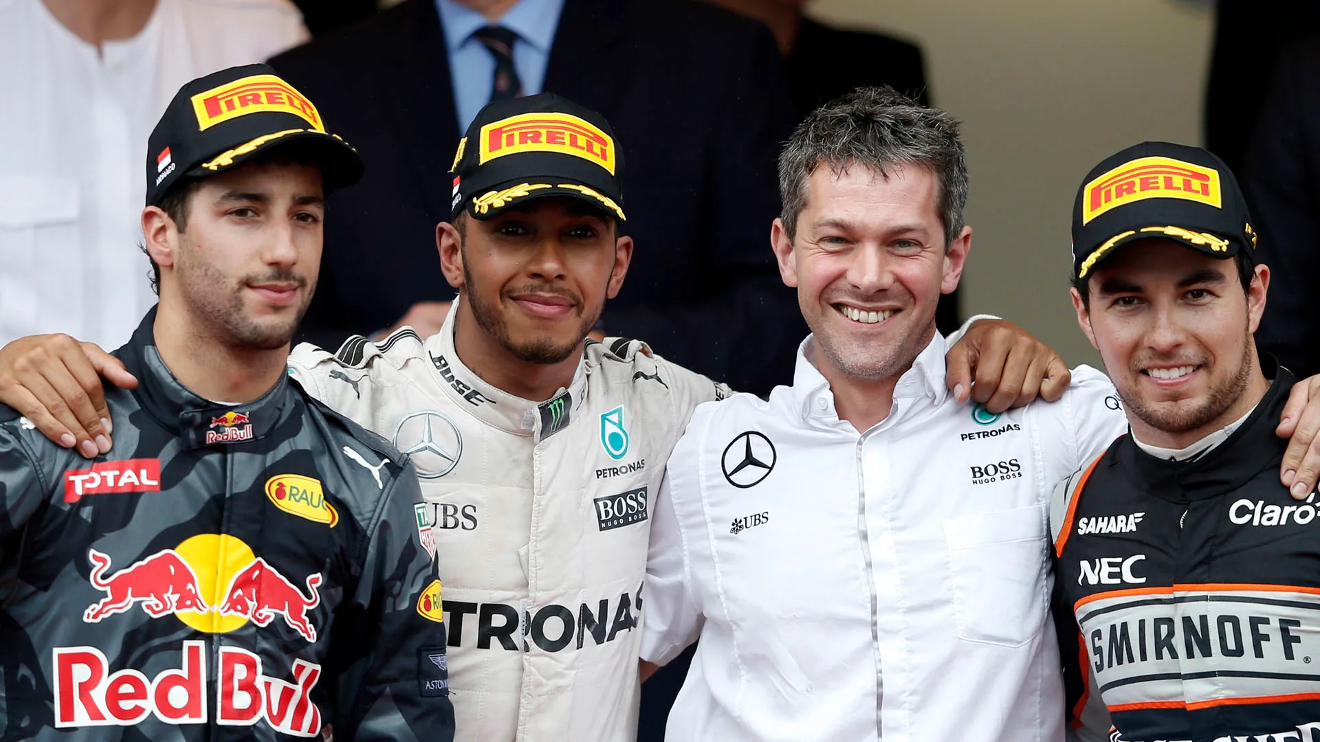 www.sutton-images.com Race winner Lewis Hamilton (GBR) Mercedes AMG F1 celebrates on the podium