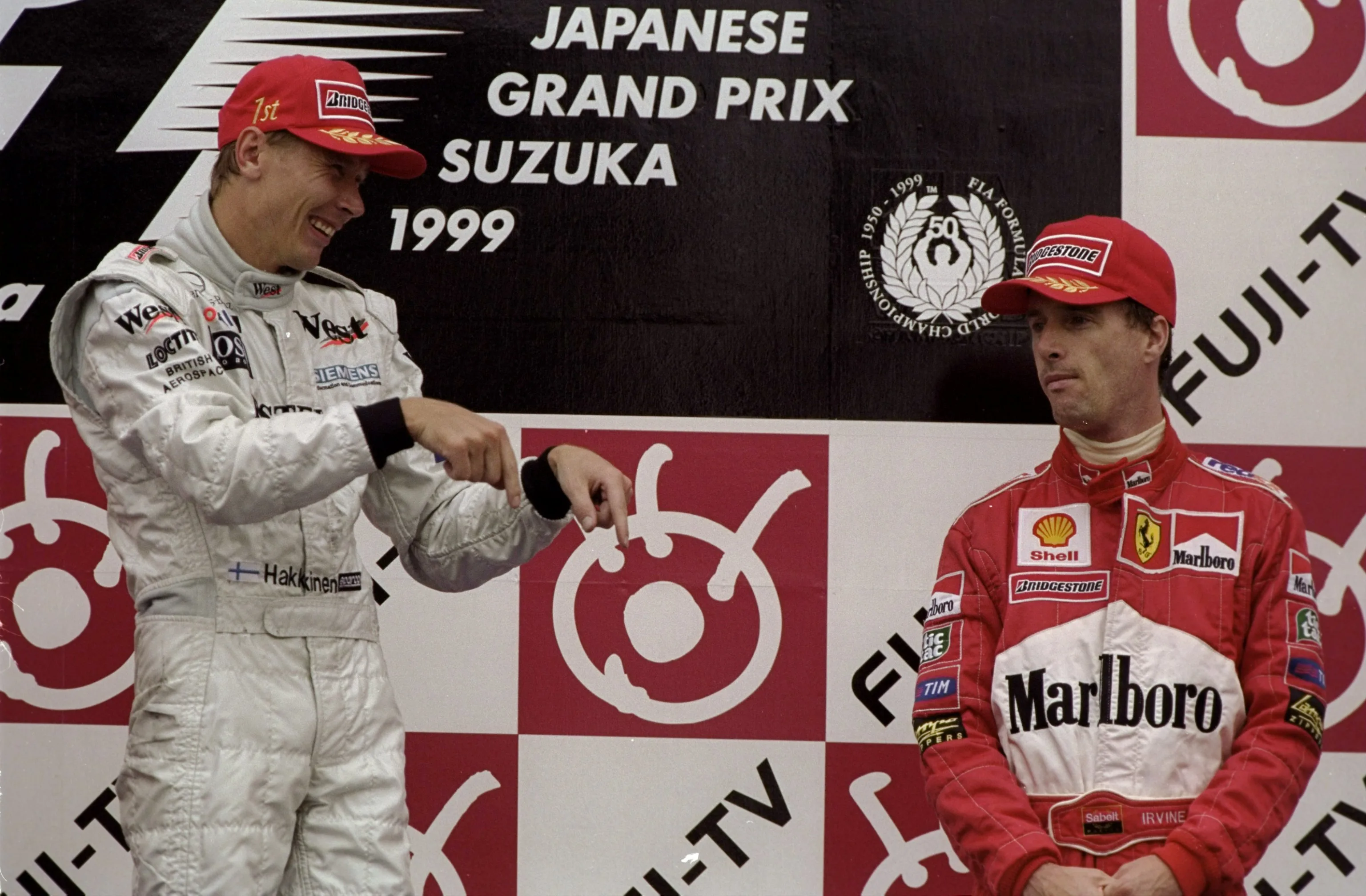 31 Oct 1999: McLaren Mercedes driver Mika Hakkinen wins the Formula One Japanese Grand Prix ahead