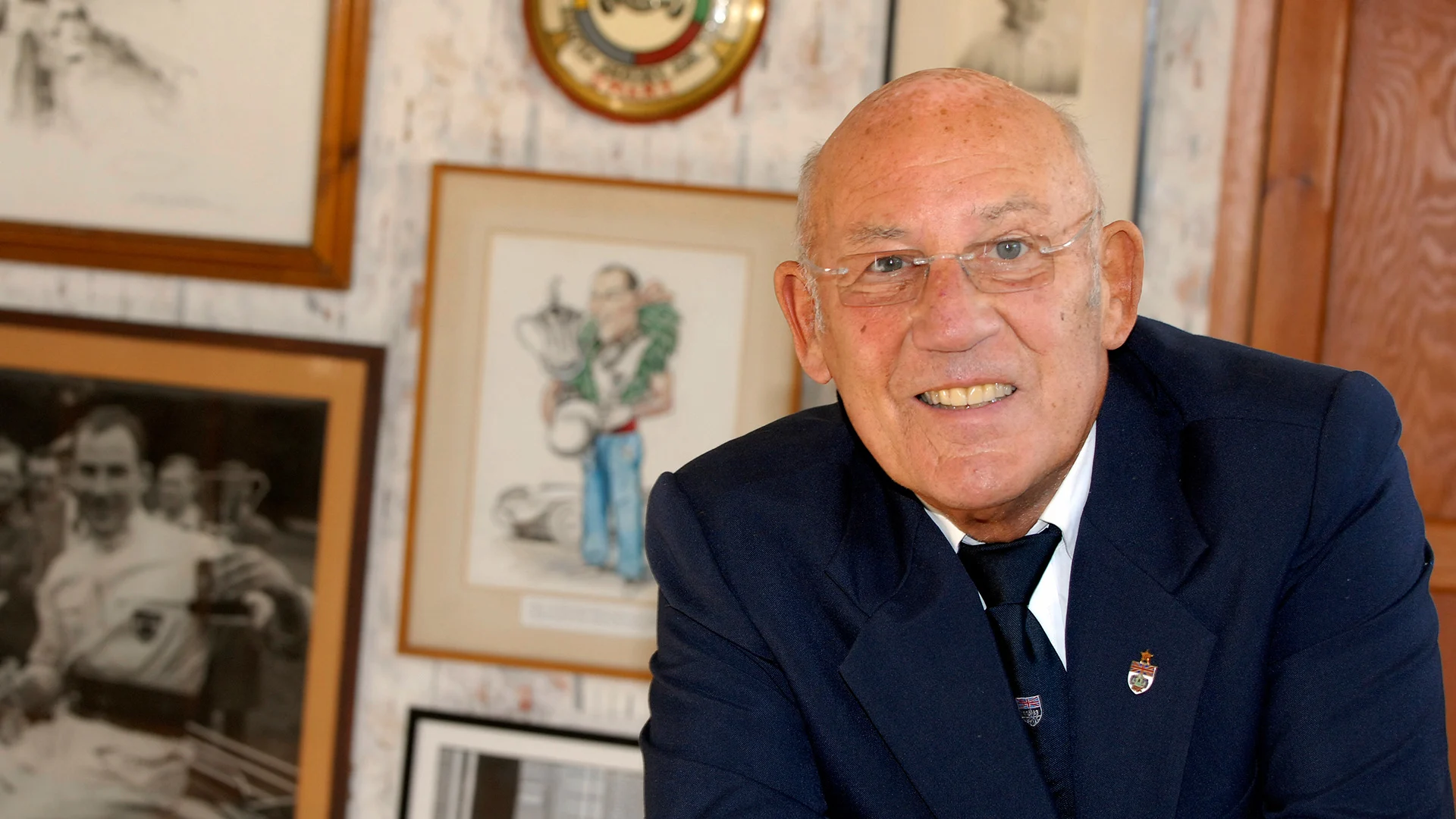 Studio portraits of Sir Stirling Moss the legendary British Racing Driver at his home in London.