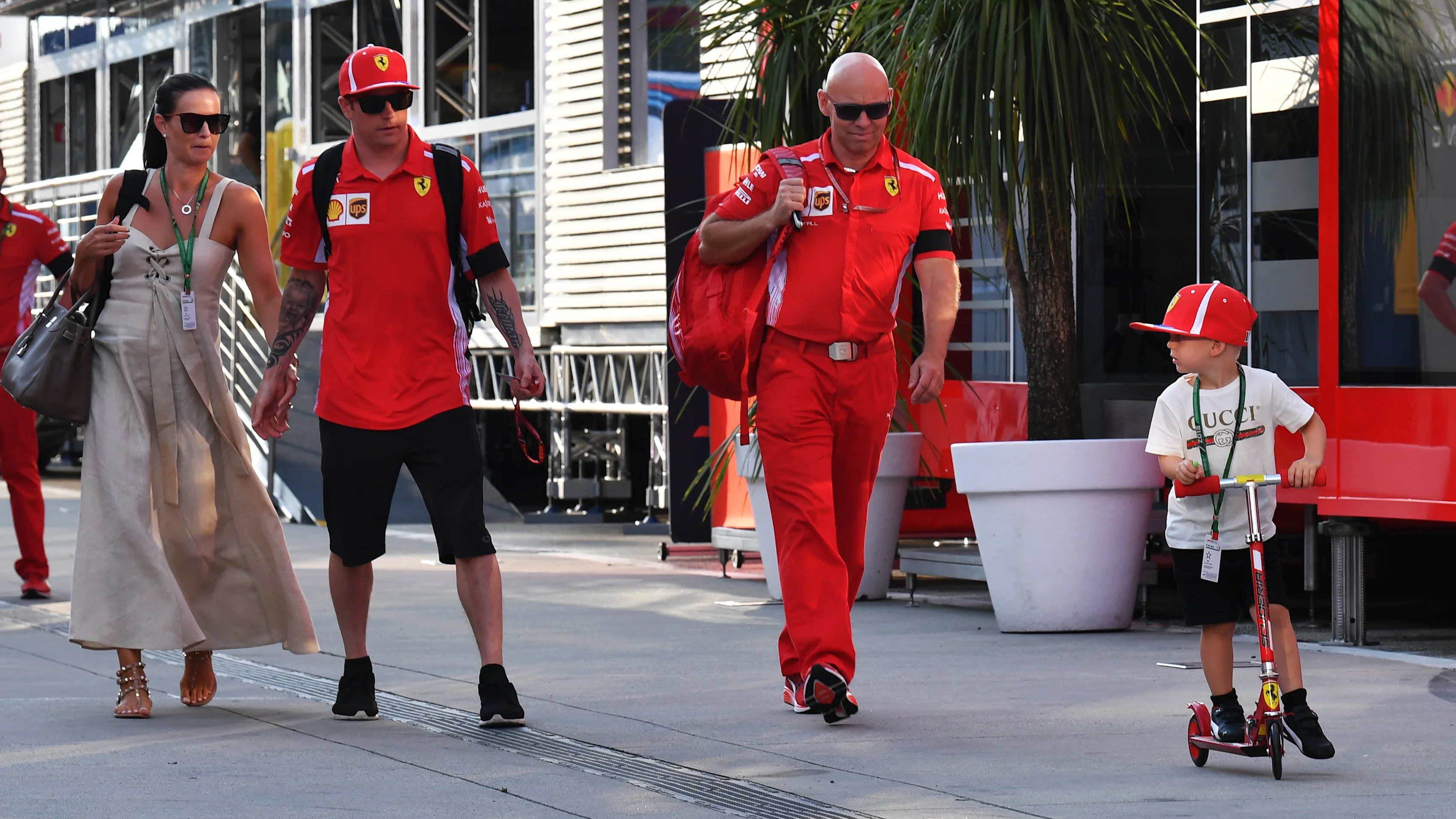 HUNGARORING, HUNGARY - JULY 28: Kimi Raikkonen (FIN) Ferrari with his wife Minttu Virtanen (FIN),