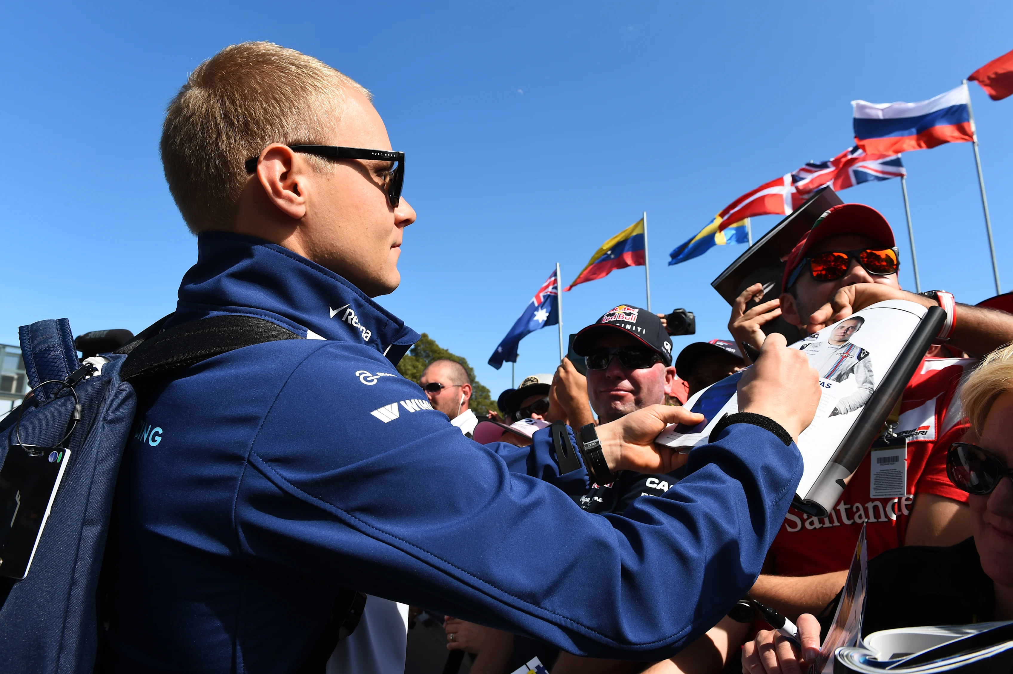 Valtteri Bottas (FIN) Williams FW37 signs autographs at Formula One World Championship, Rd1,