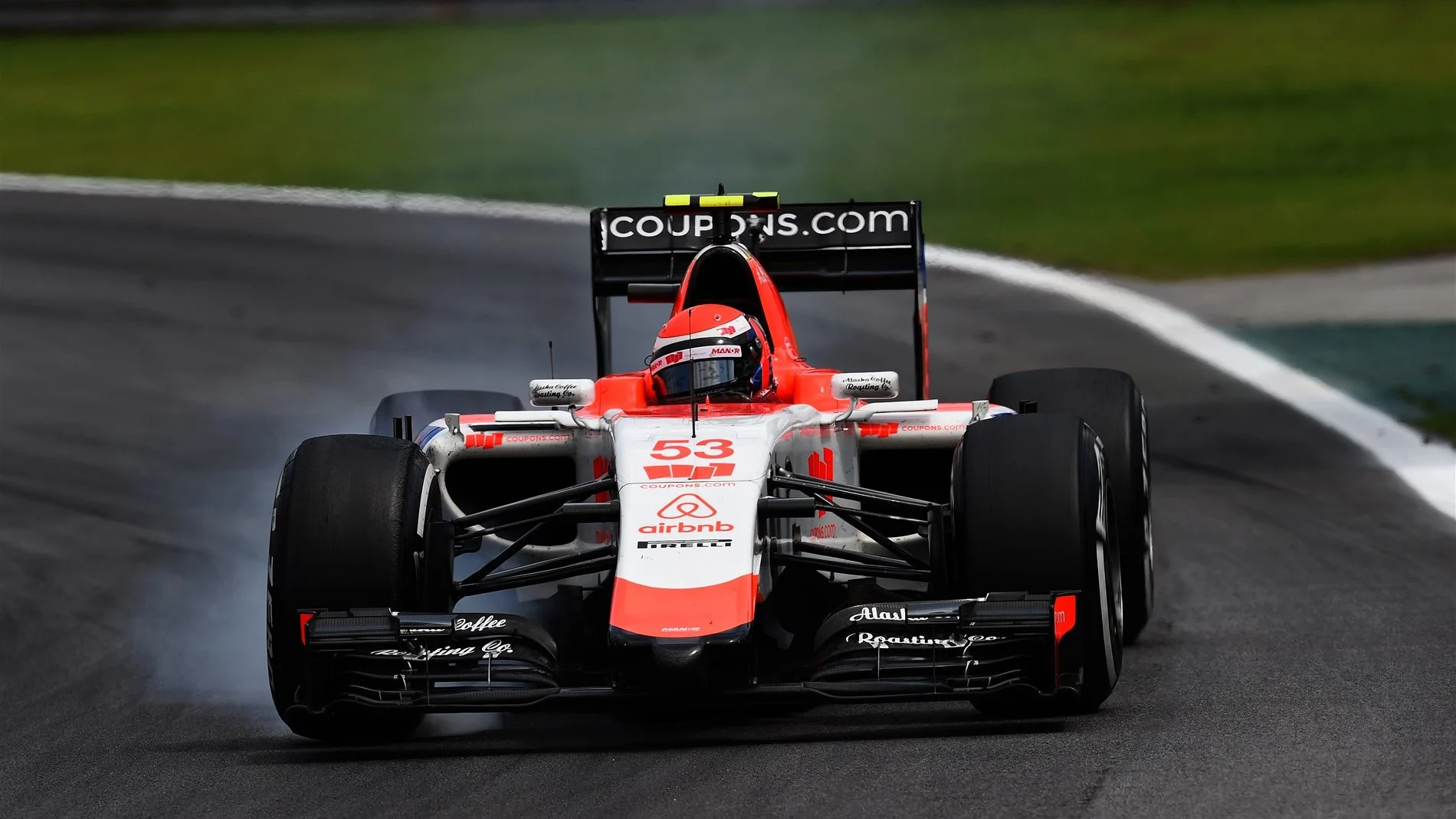 Alexander Rossi (USA) Marussia locks up at Formula One World Championship, Rd18, Brazilian Grand Prix, Race, Interlagos, Sao Paulo, Brazil, Sunday 15 November 2015. © Sutton Motorsport Images