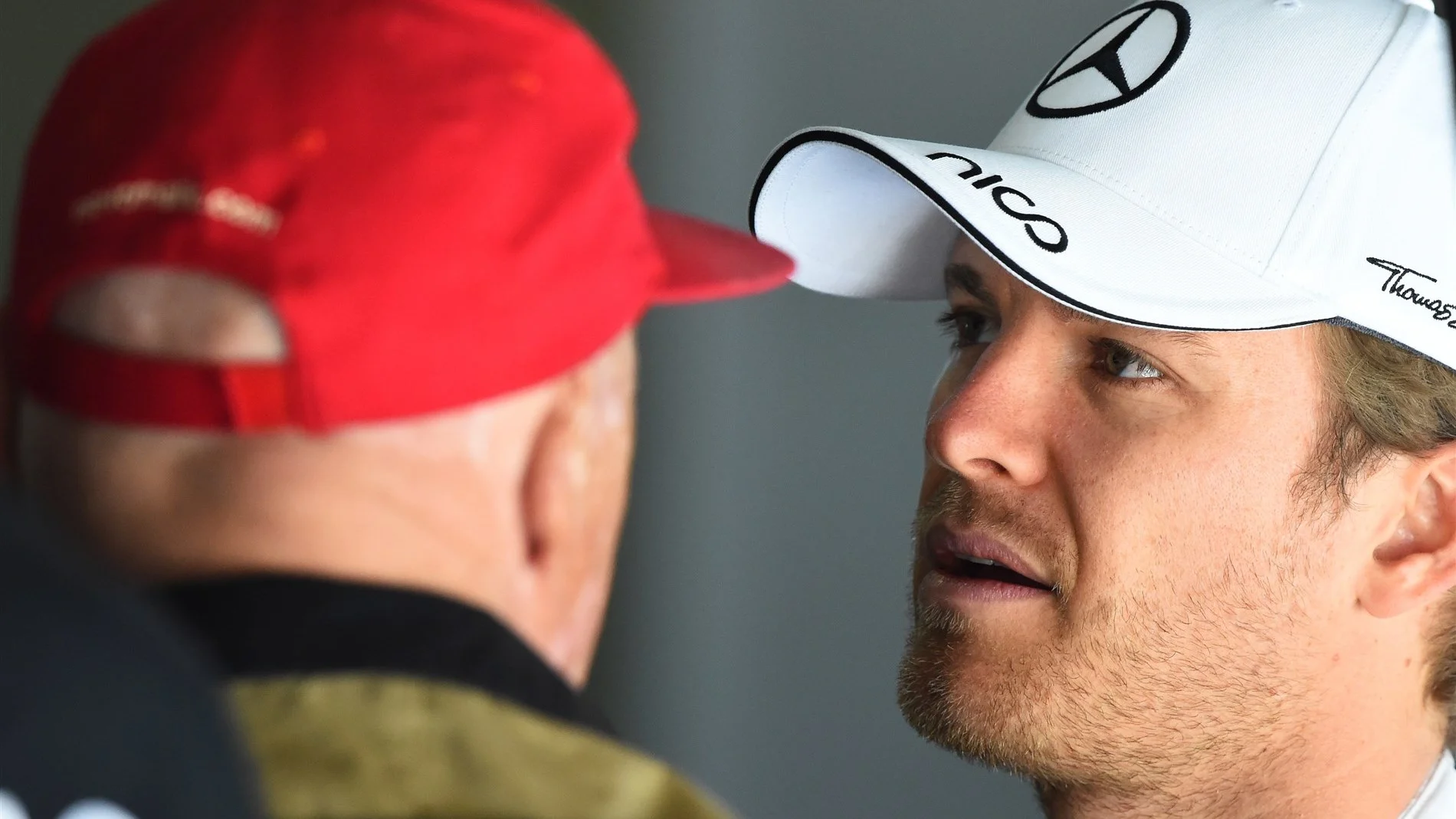 Niki Lauda (AUT) Mercedes AMG F1 Non-Executive Chairman and Nico Rosberg (GER) Mercedes AMG F1 at