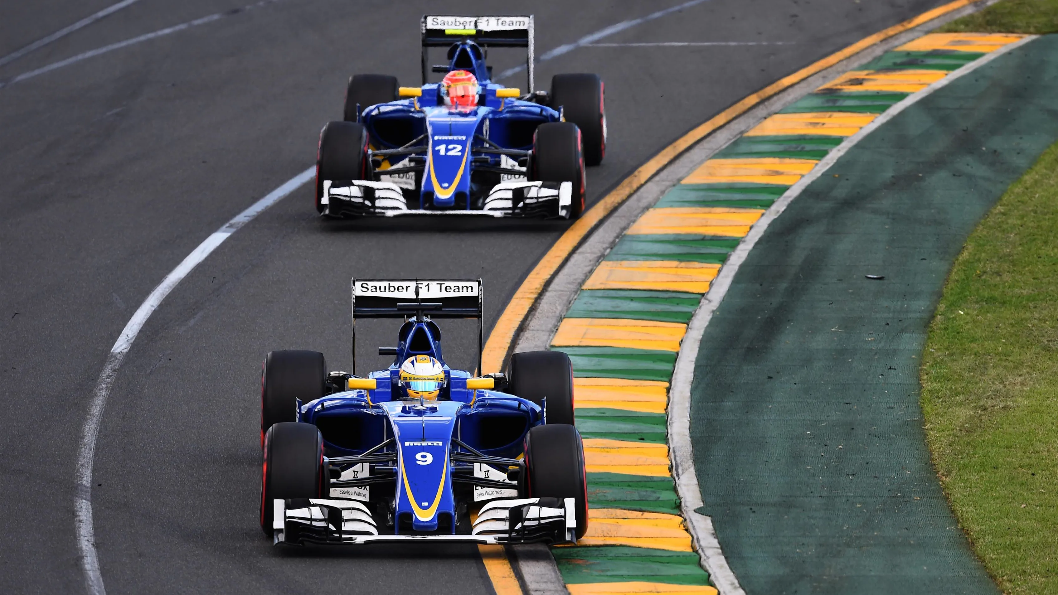 Marcus Ericsson (SWE) Sauber C35 leads Felipe Nasr (BRA) Sauber C35 at Formula One World