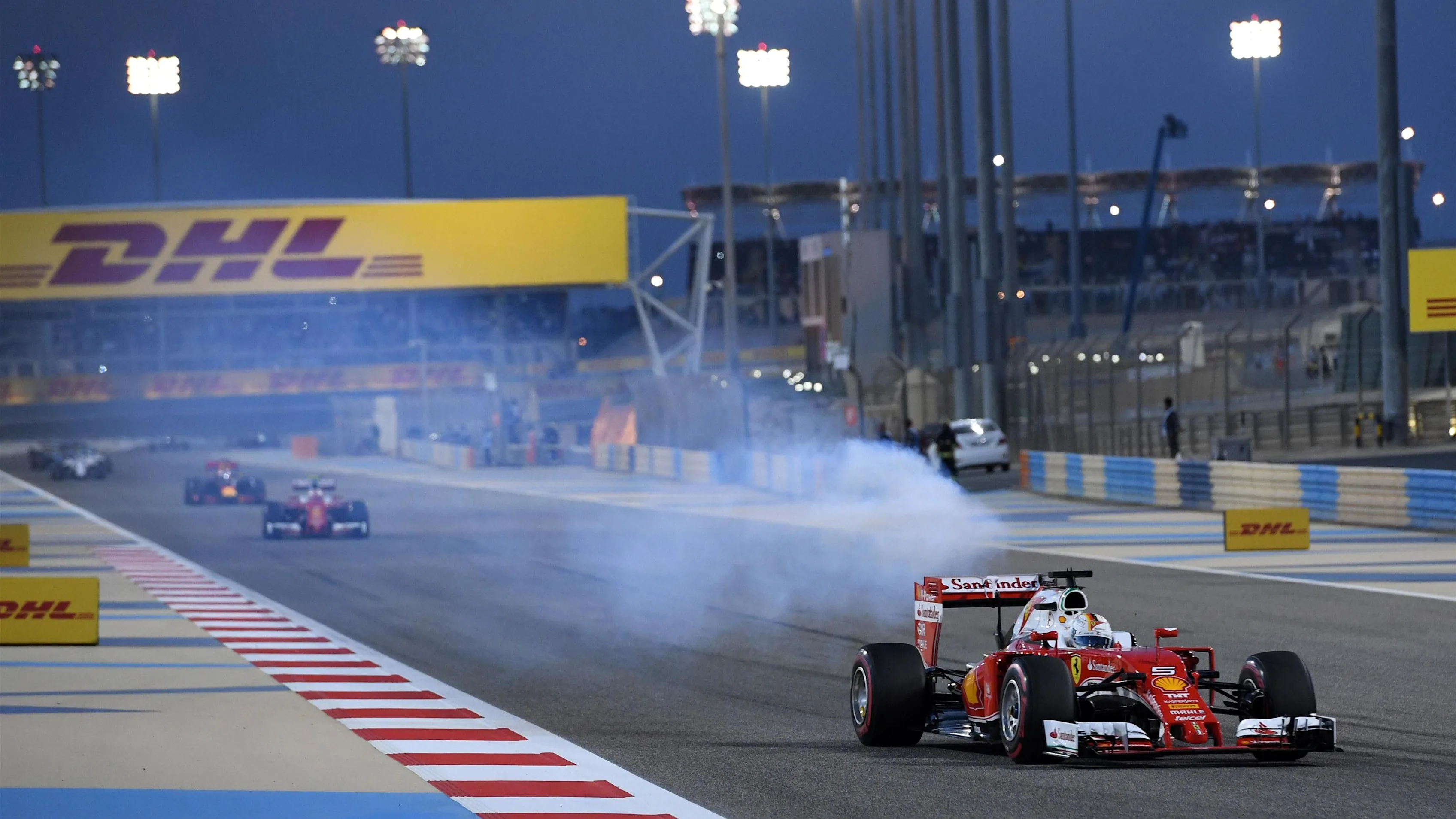 Sebastian Vettel (GER) Ferrari SF16-H suffers engine failure on the parade lap at Formula One World