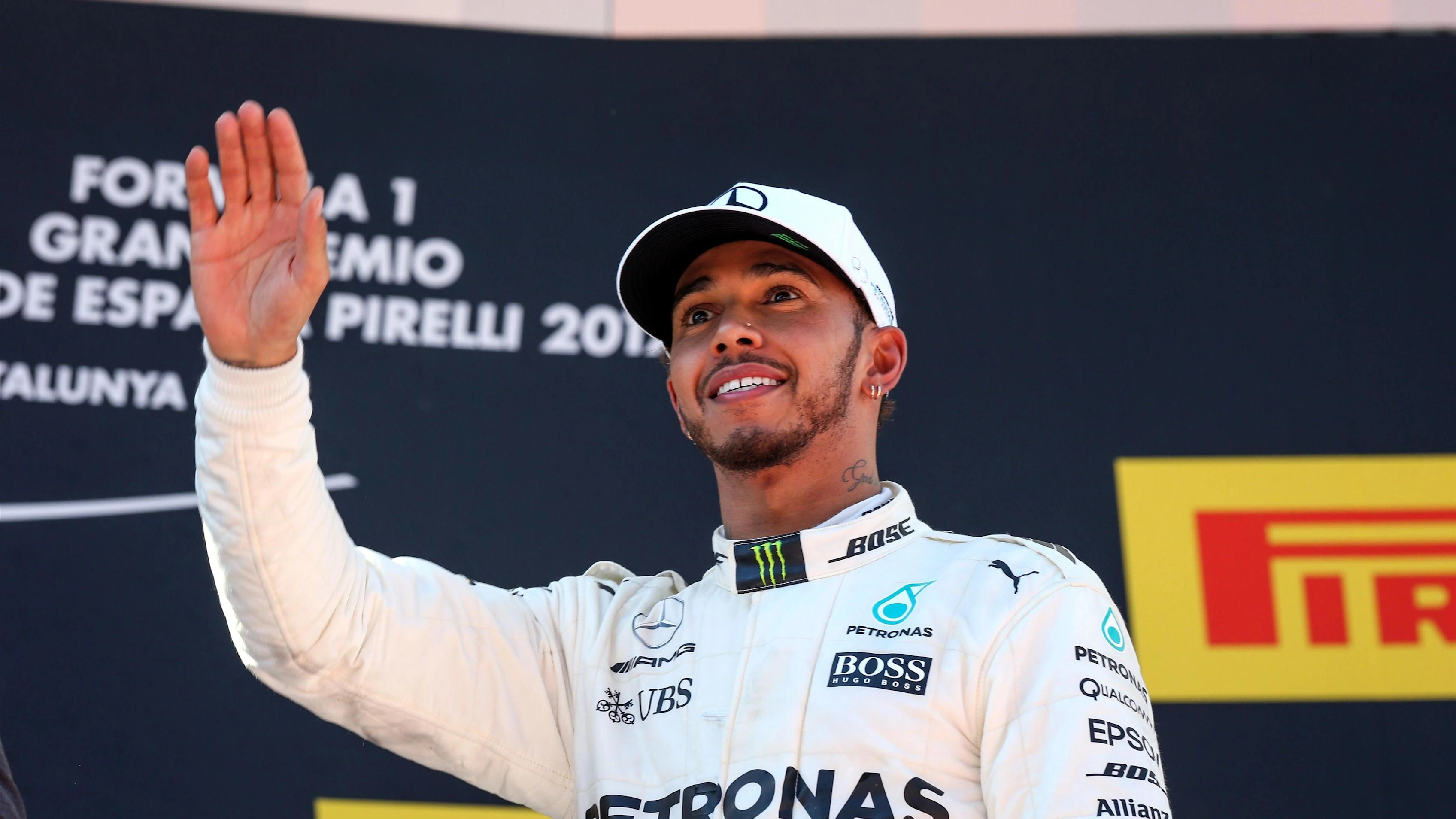 Lewis Hamilton (GBR) Mercedes AMG F1 celebrates on the podium at Formula One World Championship, Rd5, Spanish Grand Prix, Race, Barcelona, Spain, Sunday 14 May 2017. © Sutton Motorsport Images