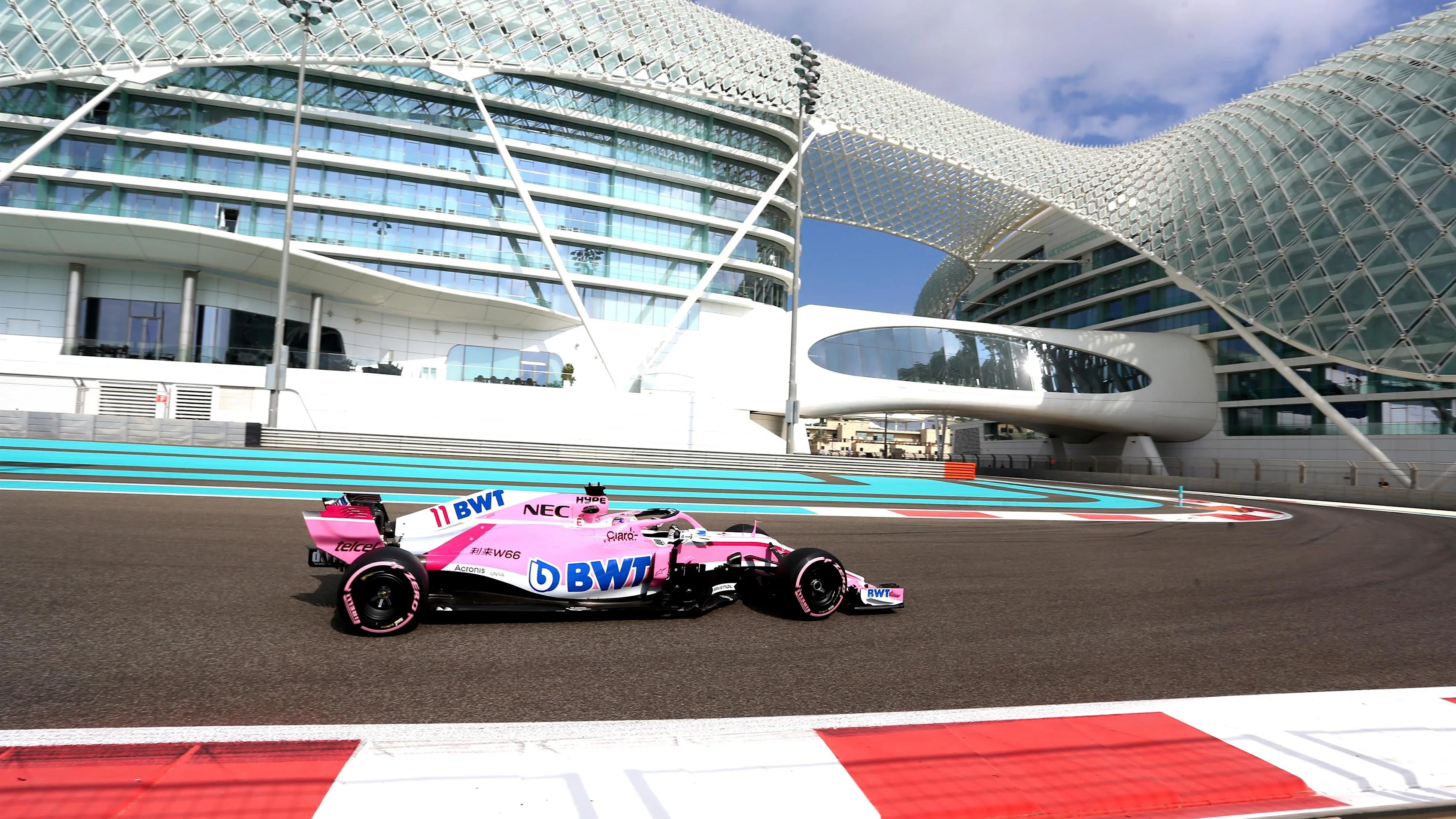 Sergio Perez, Racing Point Force India VJM11 at Formula One Testing, Day One, Yas Marina Circuit,