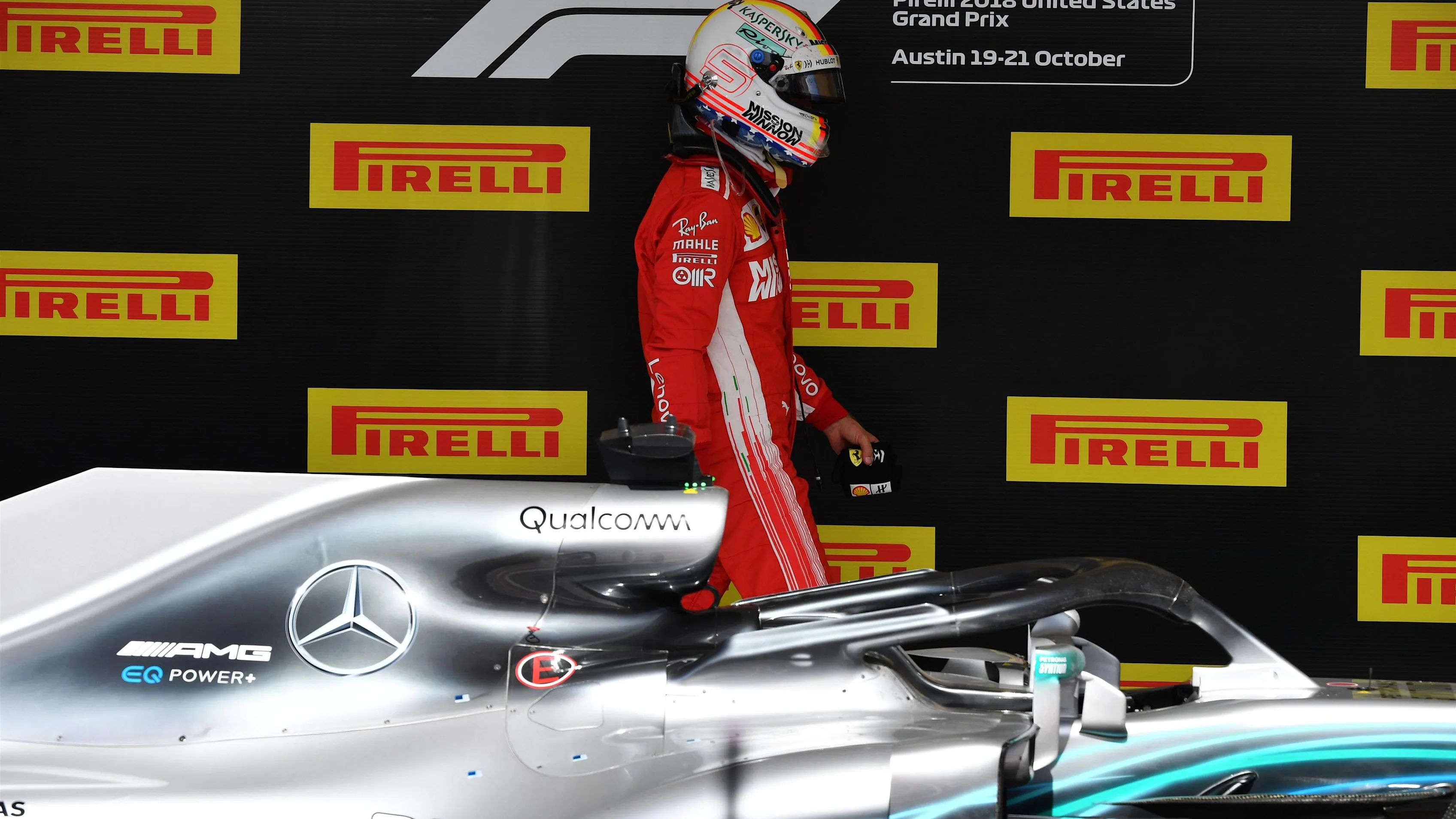 Sebastian Vettel, Ferrari in Parc Ferme at Formula One World Championship, Rd18, United States