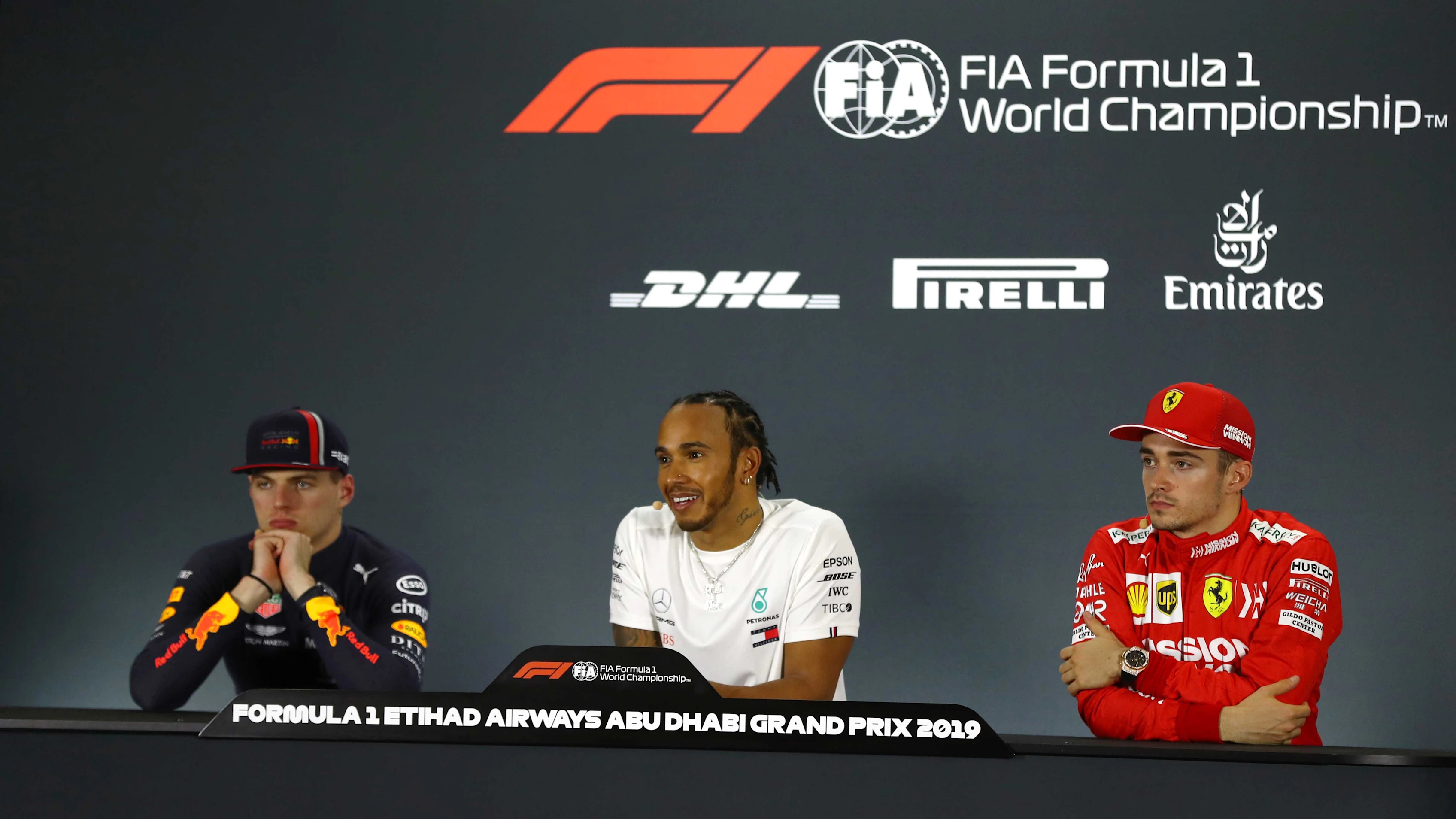 ABU DHABI, UNITED ARAB EMIRATES - DECEMBER 01: Race winner Lewis Hamilton of Great Britain and