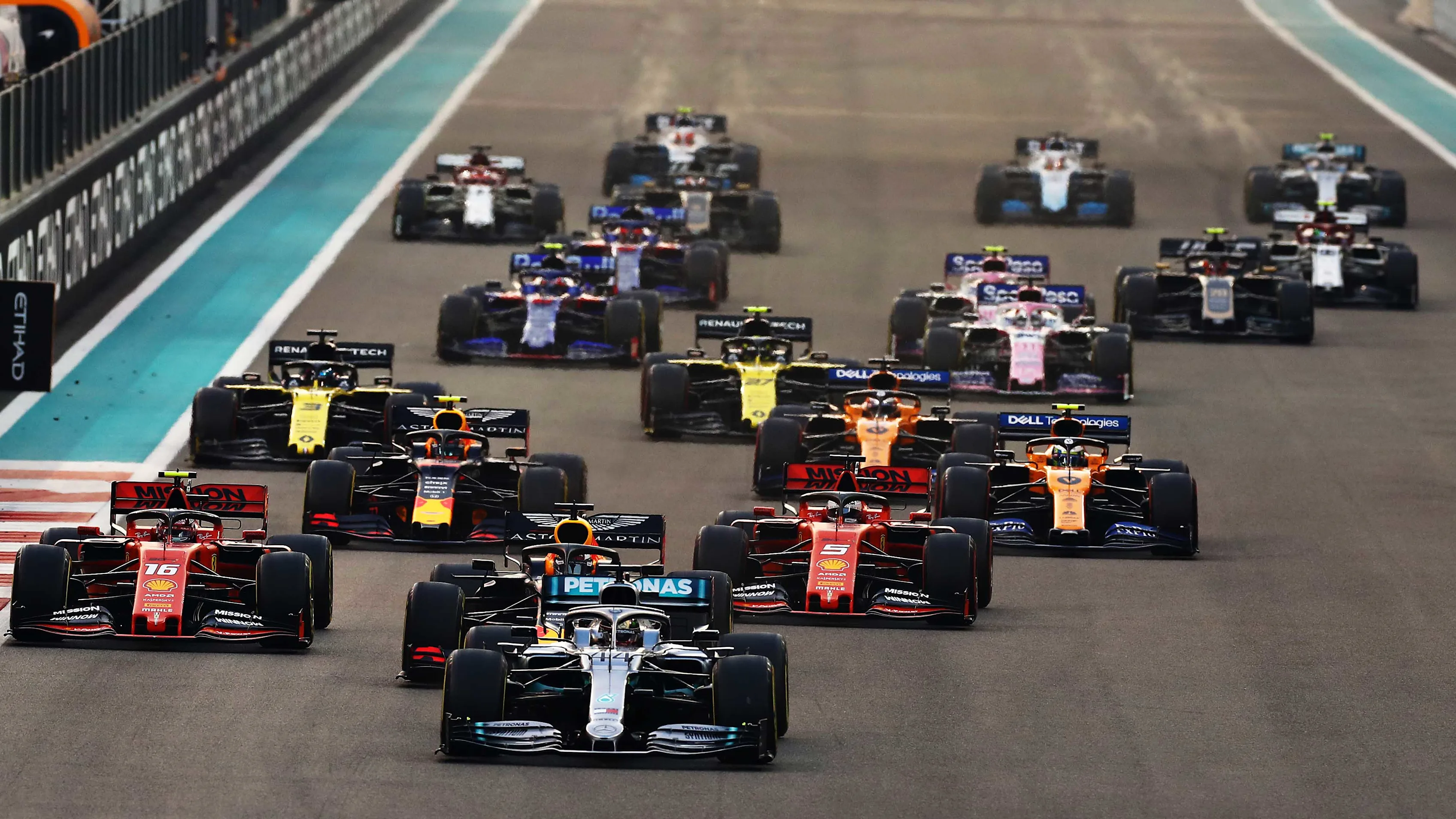 ABU DHABI, UNITED ARAB EMIRATES - DECEMBER 01: Lewis Hamilton of Great Britain driving the (44)