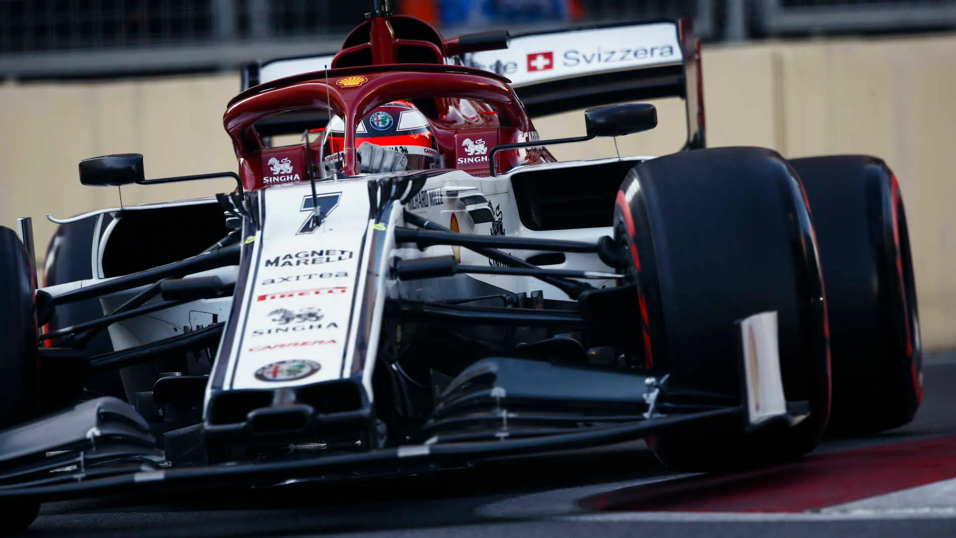 BAKU CITY CIRCUIT, AZERBAIJAN - APRIL 27: Kimi Raikkonen, Alfa Romeo Racing C38 during the